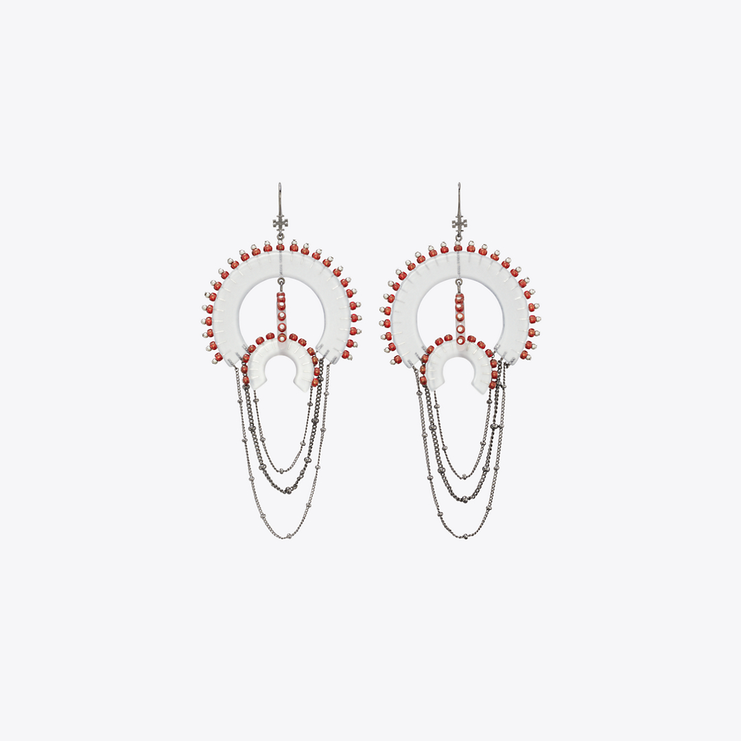 Bead And Resin Chandelier Earrings