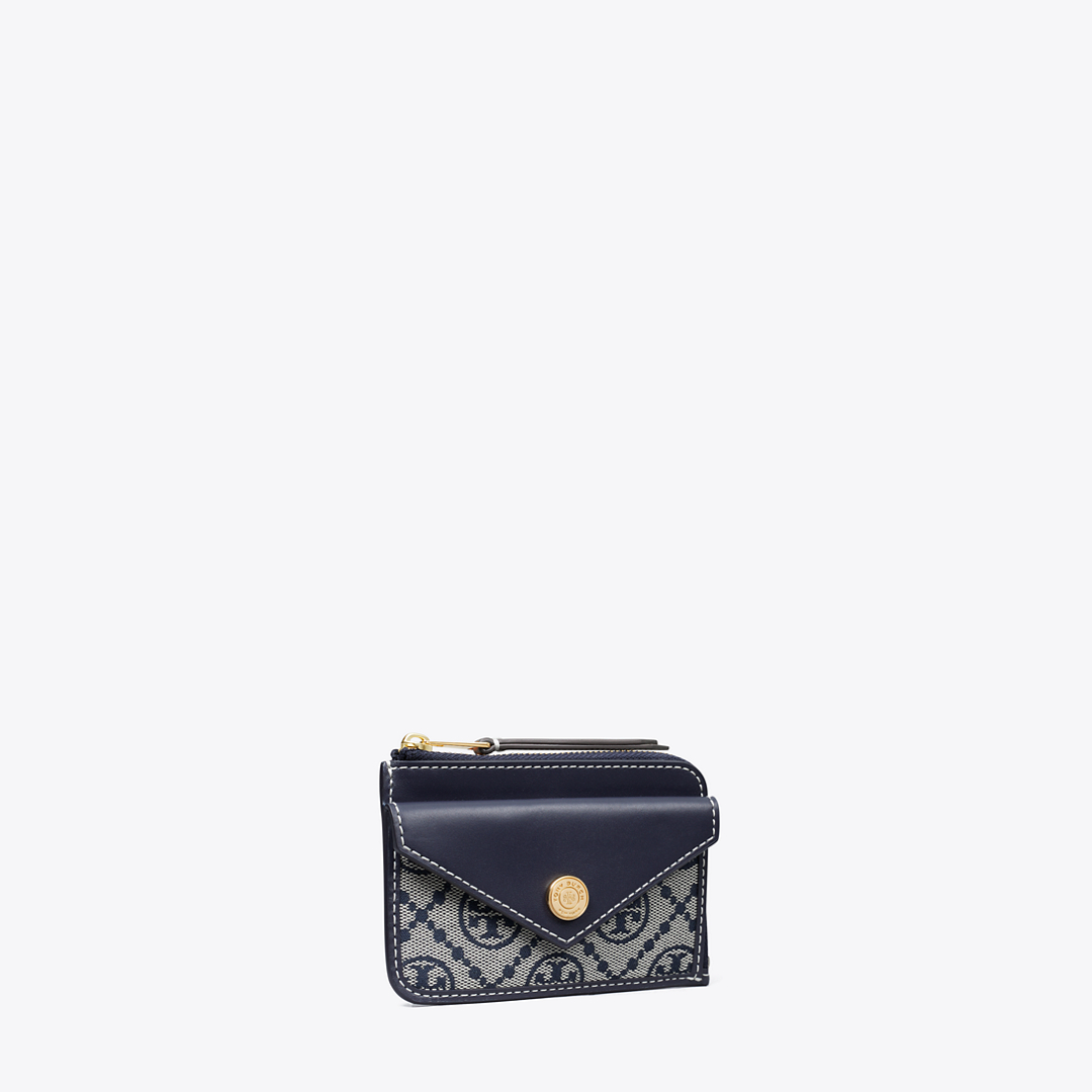 T Monogram Zip Card Case