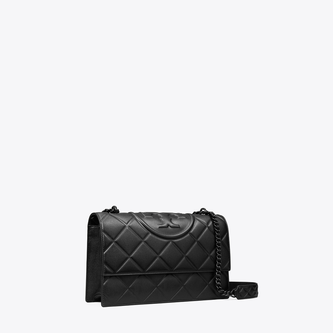 Small Fleming Polished-Grain Shoulder Bag by Tory Burch