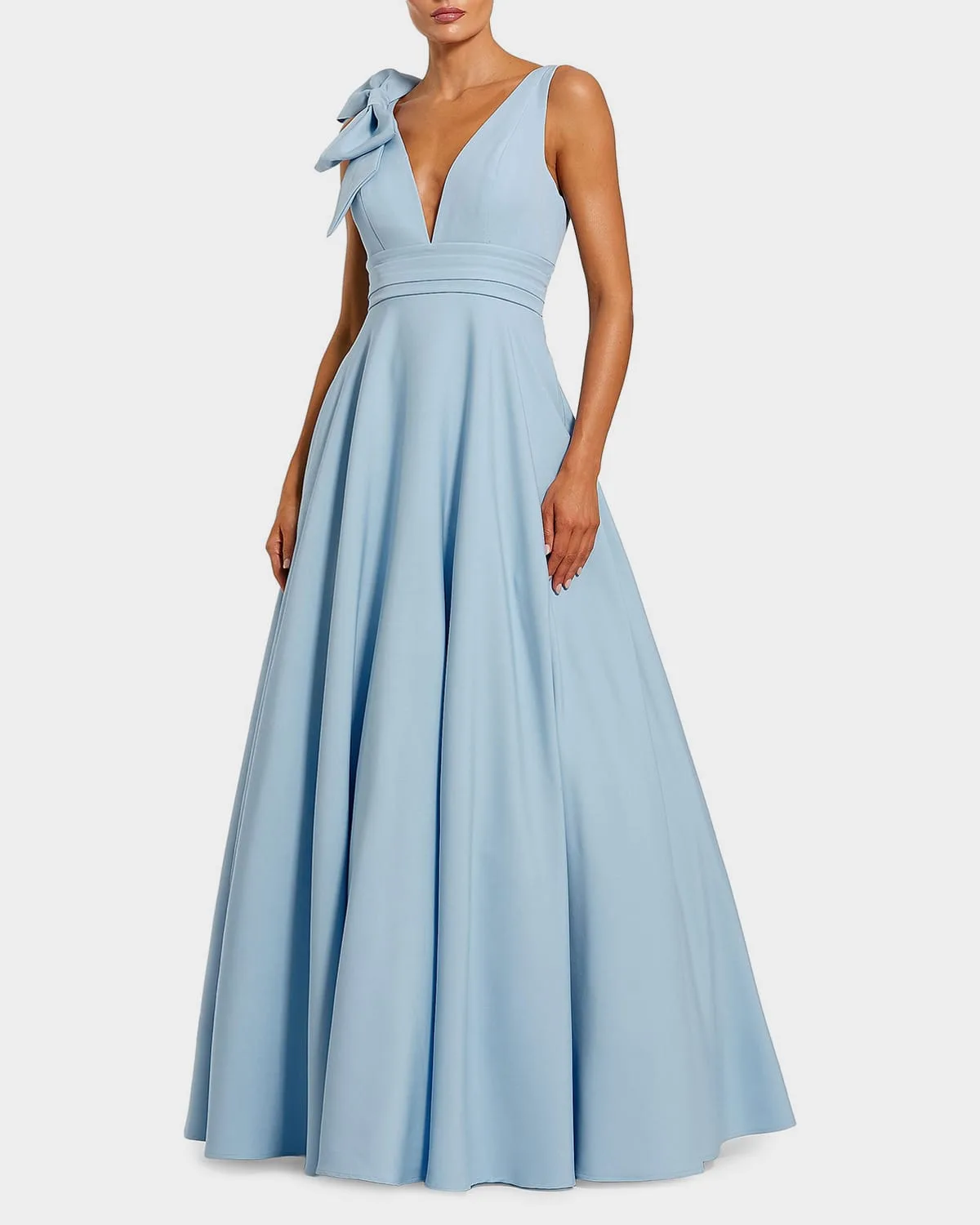 Crepe Sleeveless V-Neck Gown