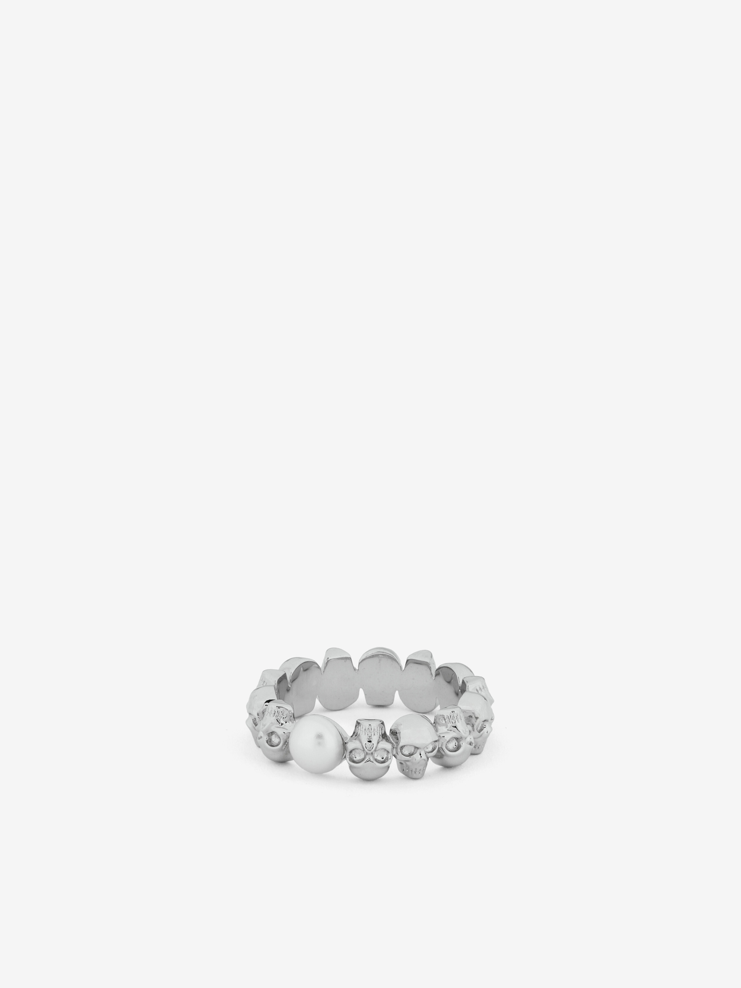 Skull and Pearl Ring - Silver - Men -