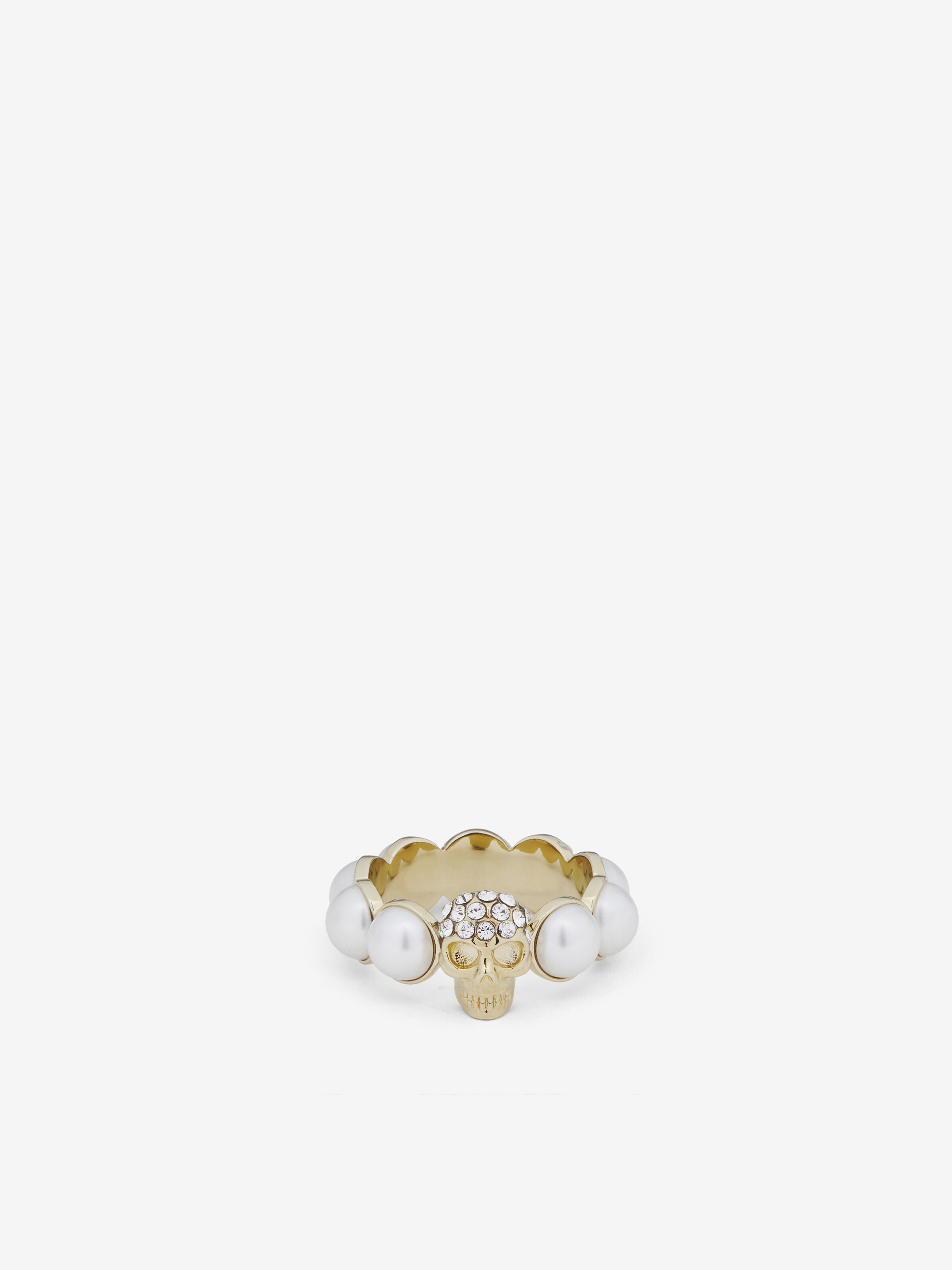 Skull and Pearl Ring - Gold - Women -