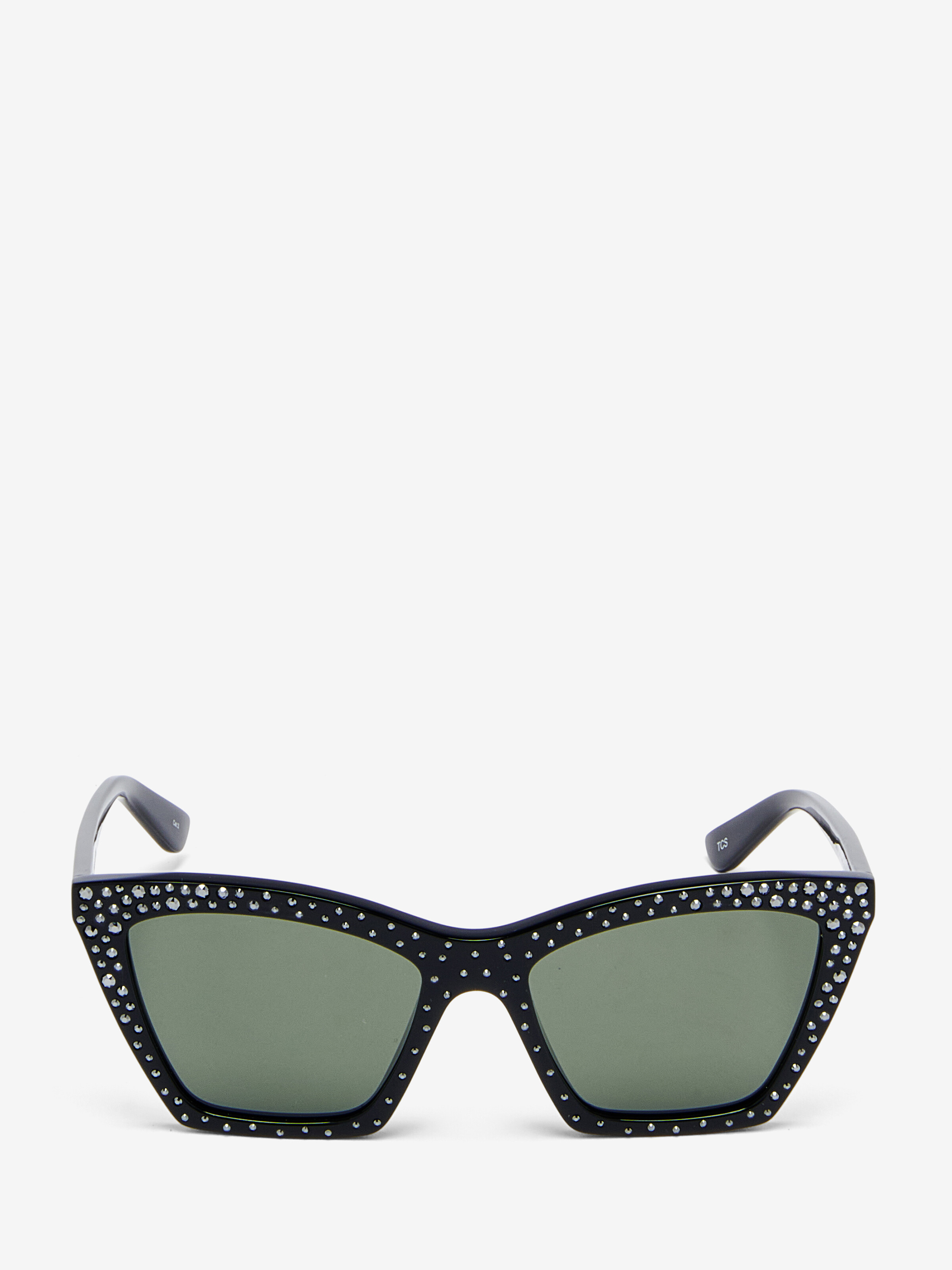 Spike Geometric Cat-eye Sunglasses with Crystals - Black - Women