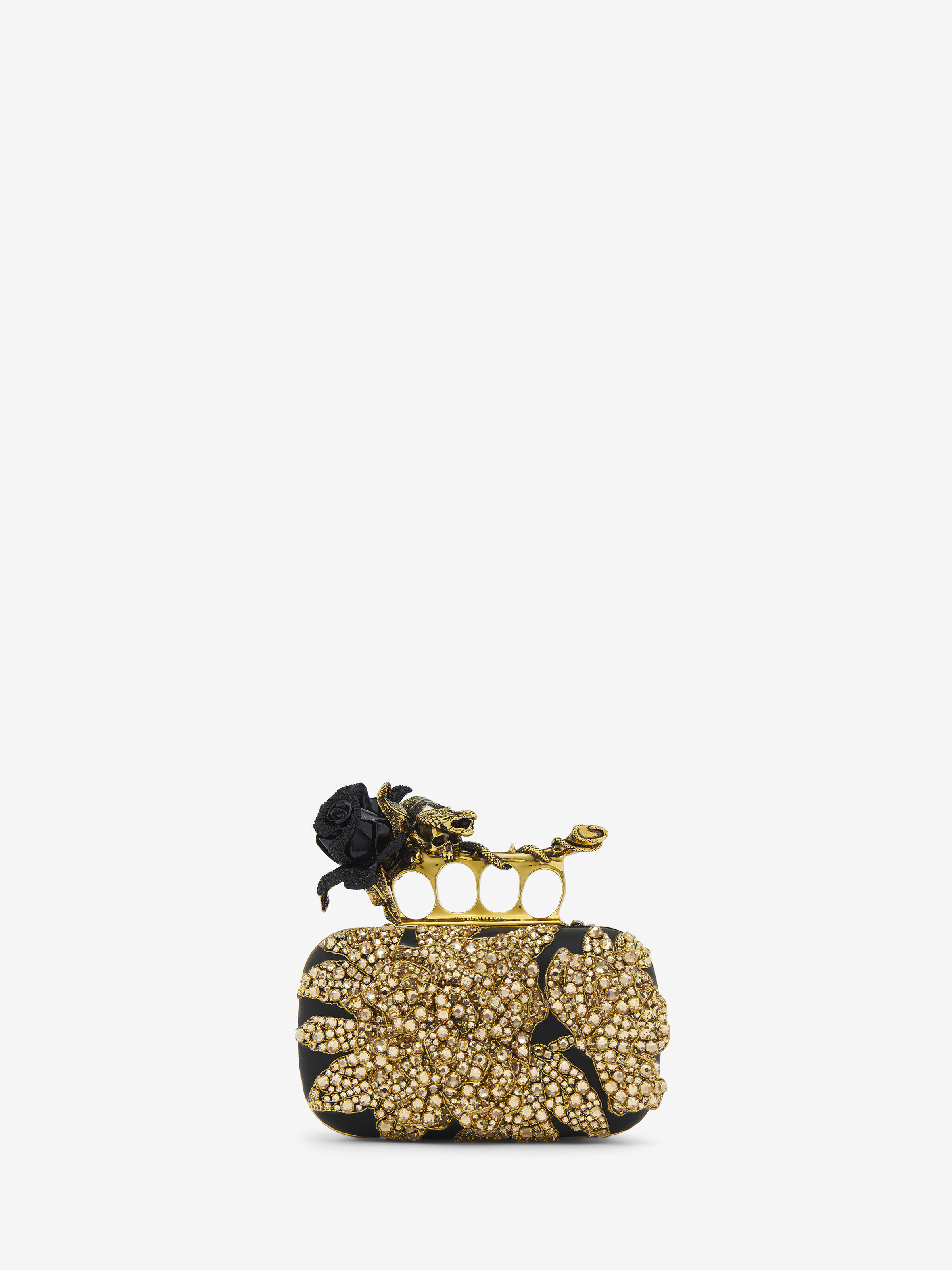 Rose & Snake Knuckle Clutch - Black - Women