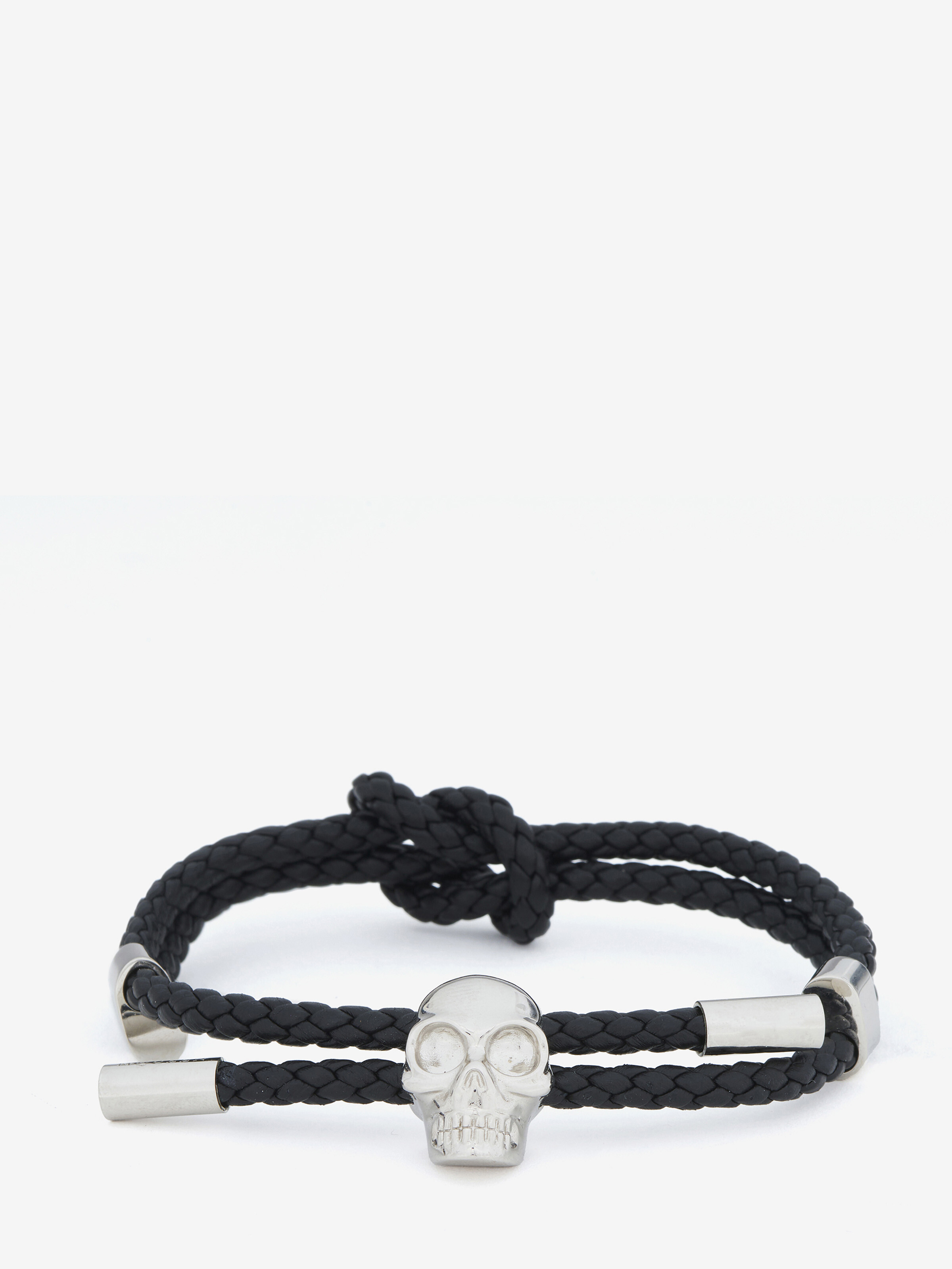 Skull Leather Bracelet - Black - Men