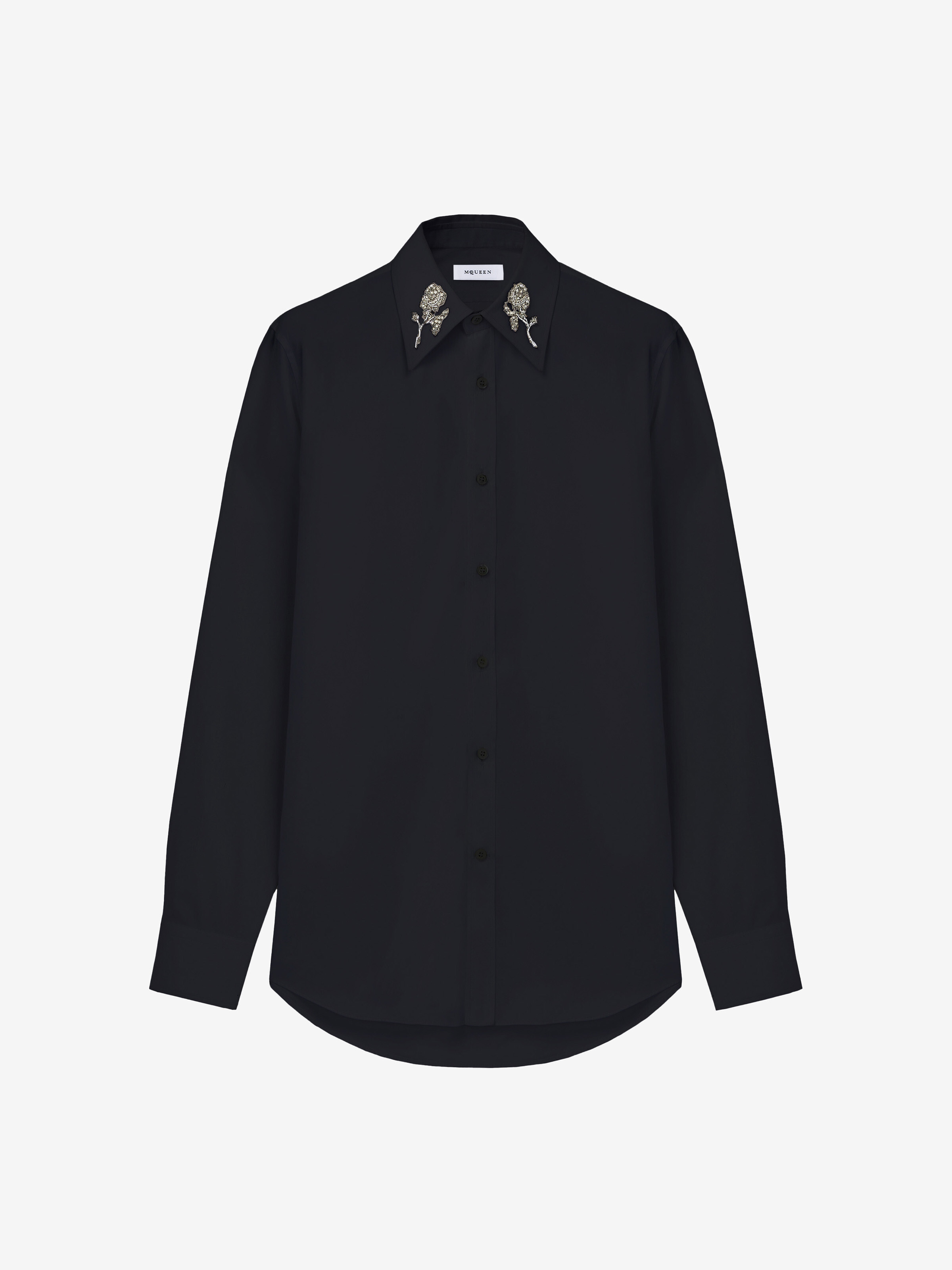 Sailor Tattoo Rose Embroidery Shirt - Black - Men - by MCQUEEN