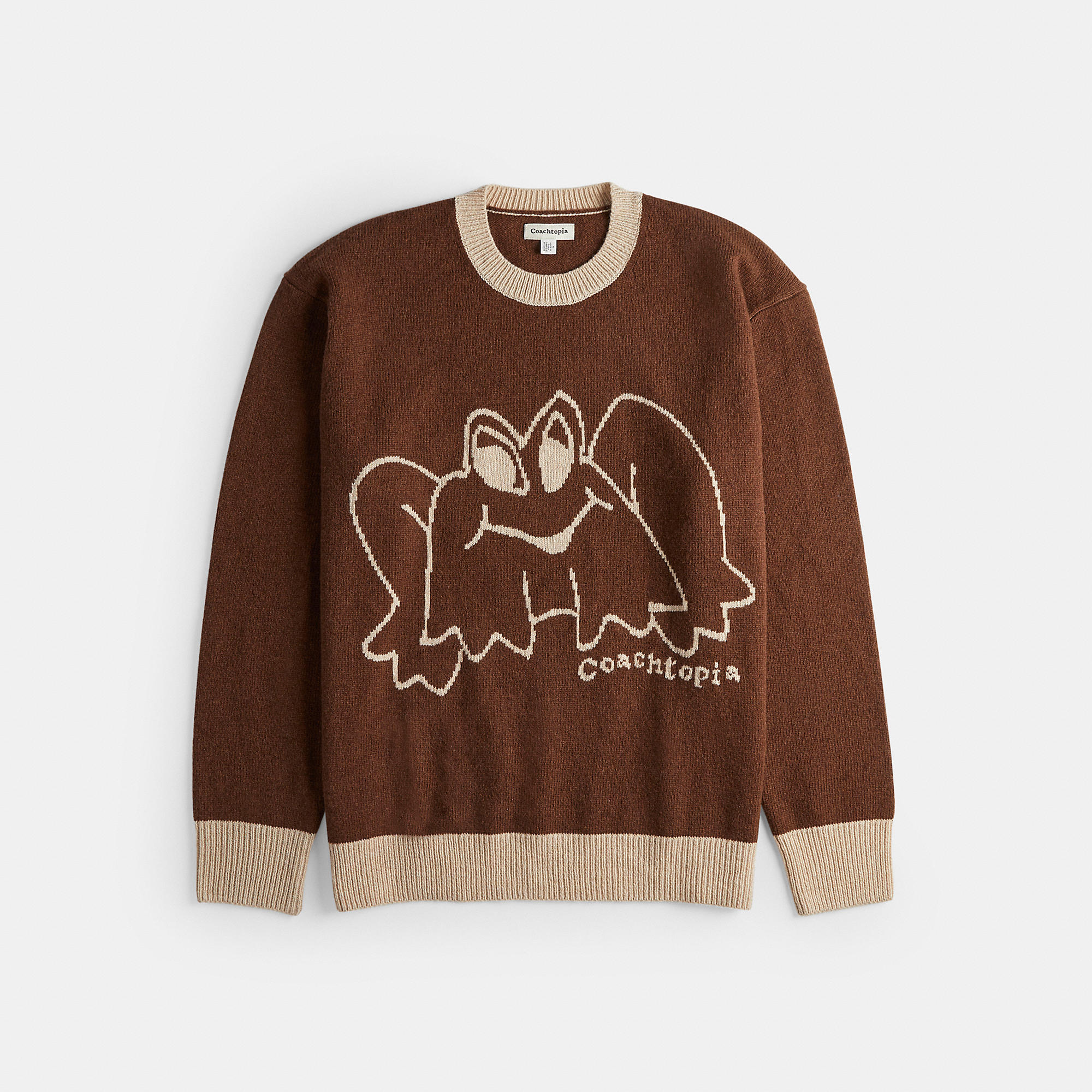 Crewneck Sweater With Intarsia Star Frog Graphic