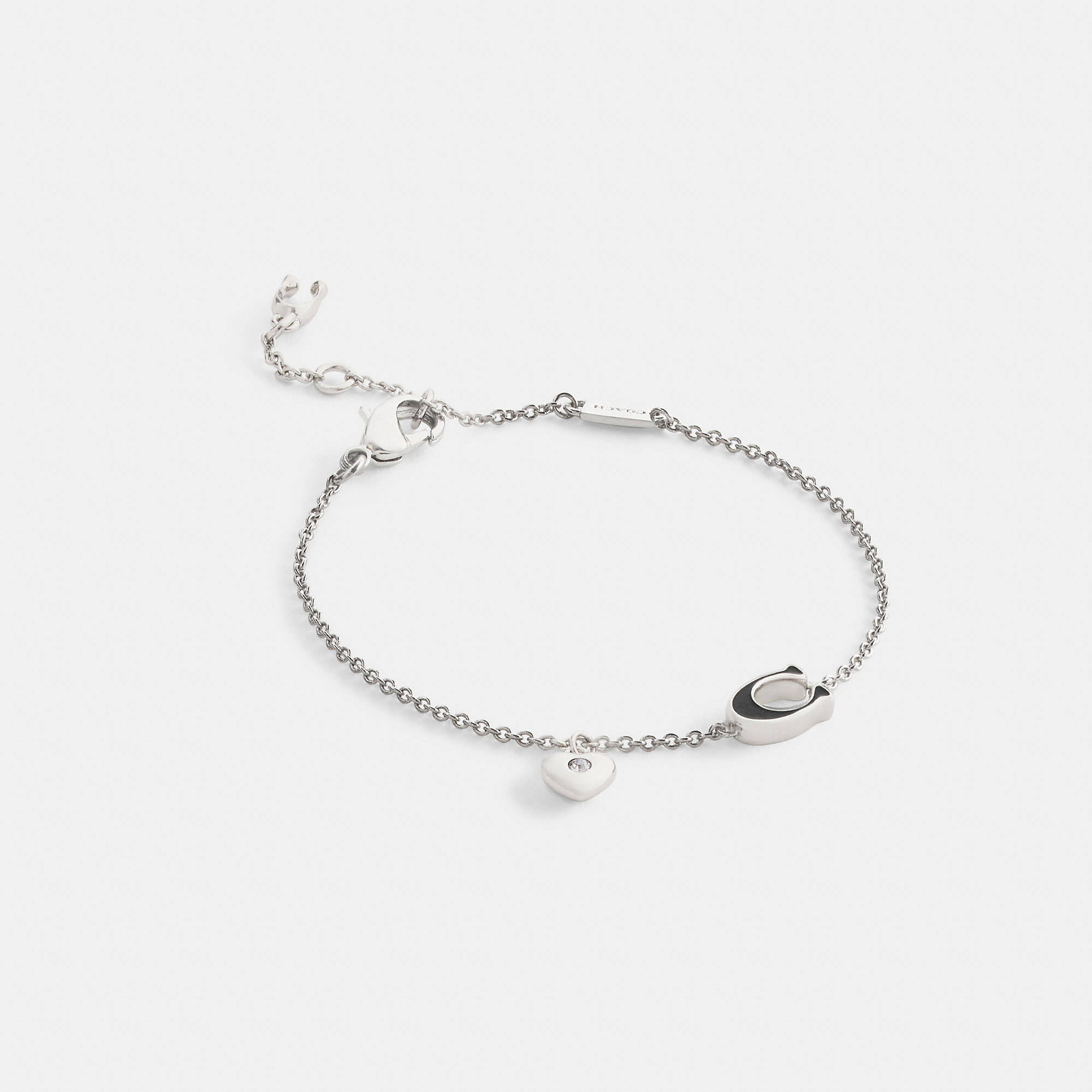 Enamel Signature Heart Charm Linear Bracelet by COACH
