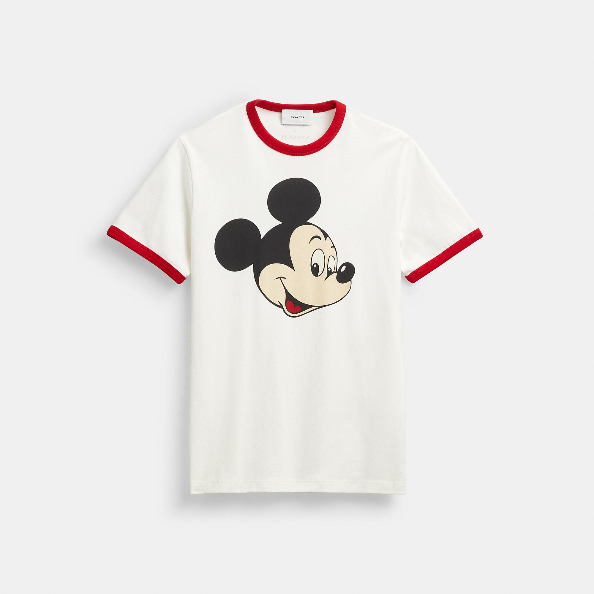 Disney X Coach Mickey Graphic Ringer T-Shirt In Organic Cotton