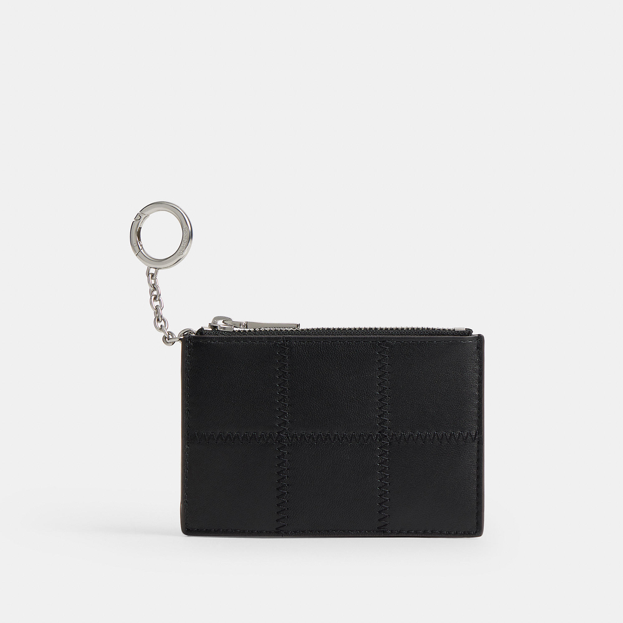Zip Card Case With Key Ring In Upcrafted Leather