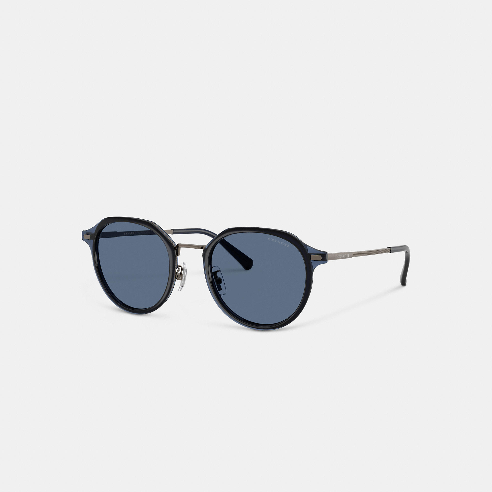 Textured Metal Round Sunglasses
