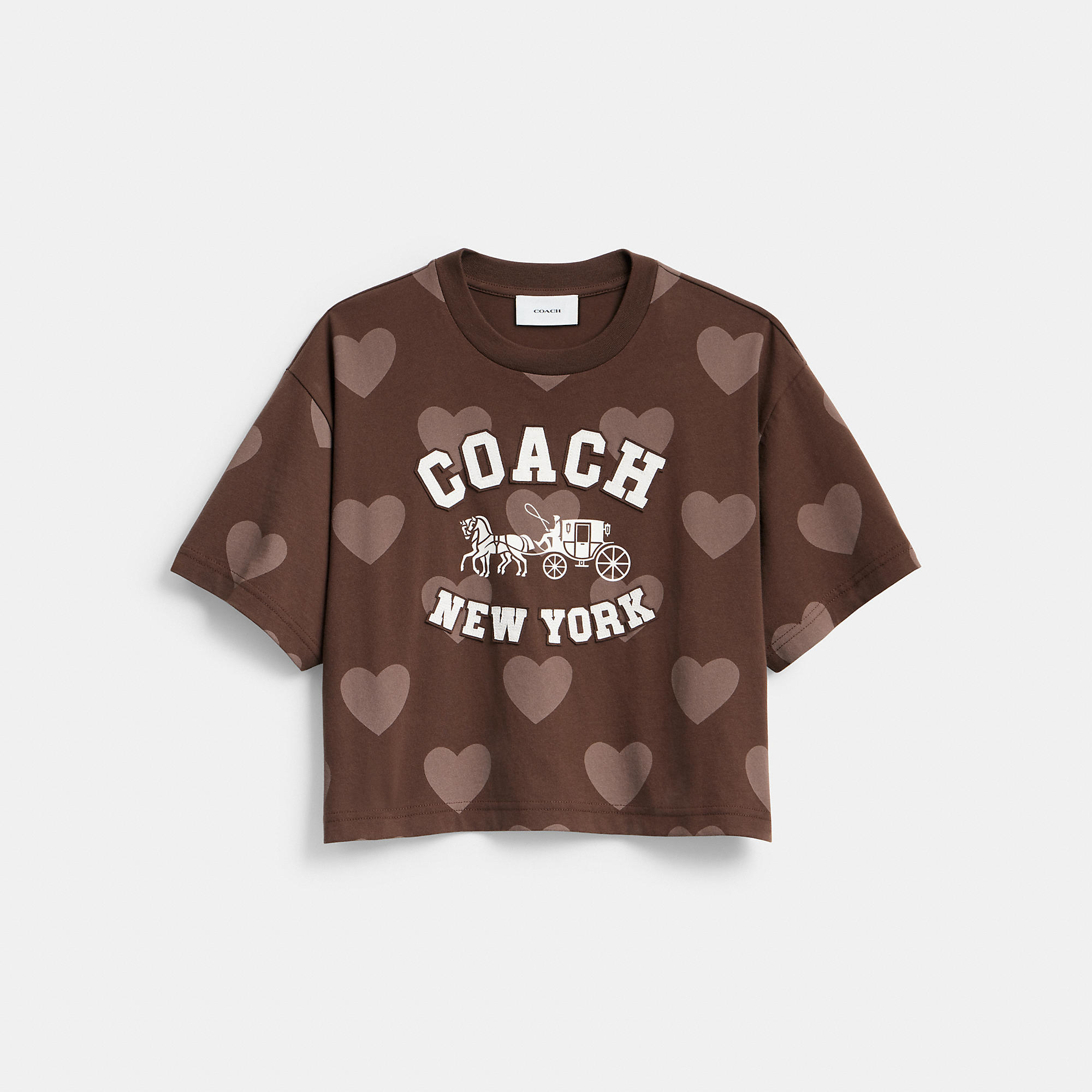 Horse And Carriage Heart Cropped T-Shirt In Organic Cotton