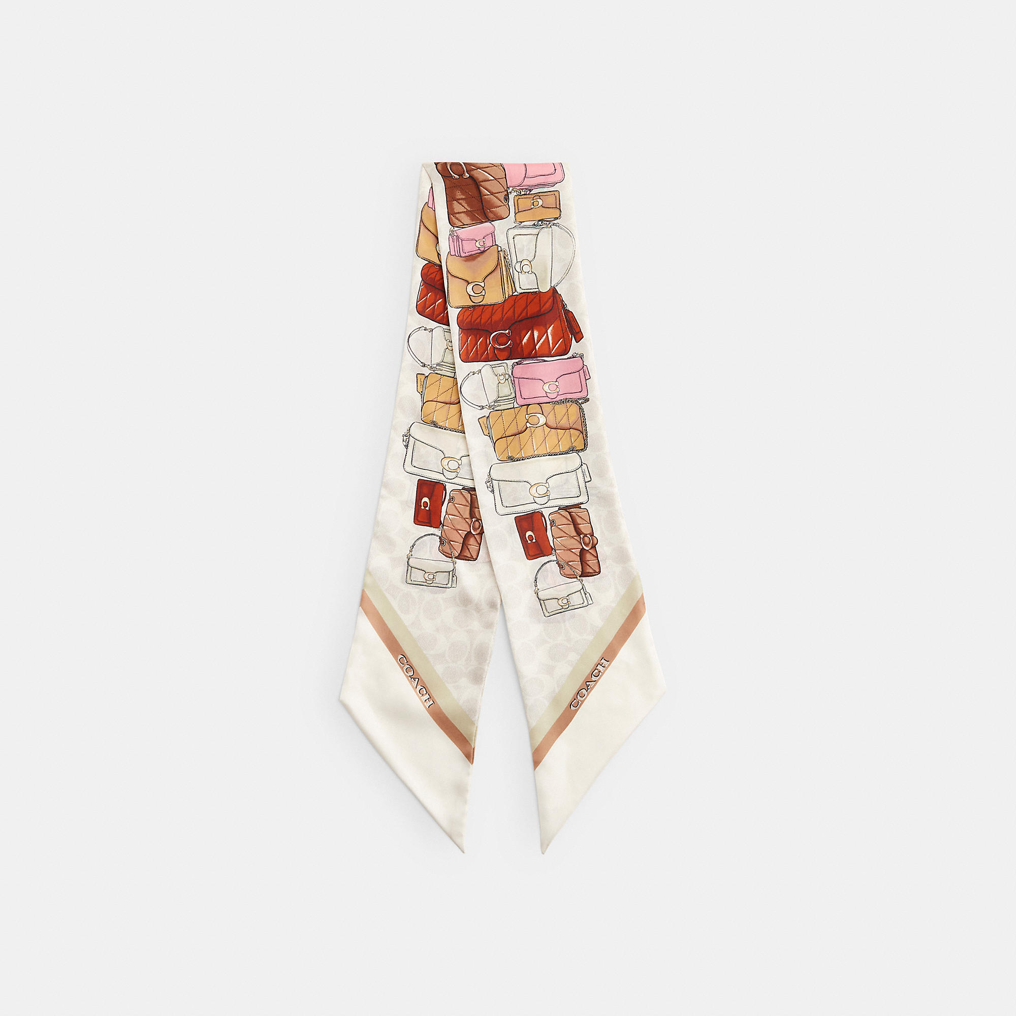 Stacked Tabby Bags Print Silk Skinny Scarf