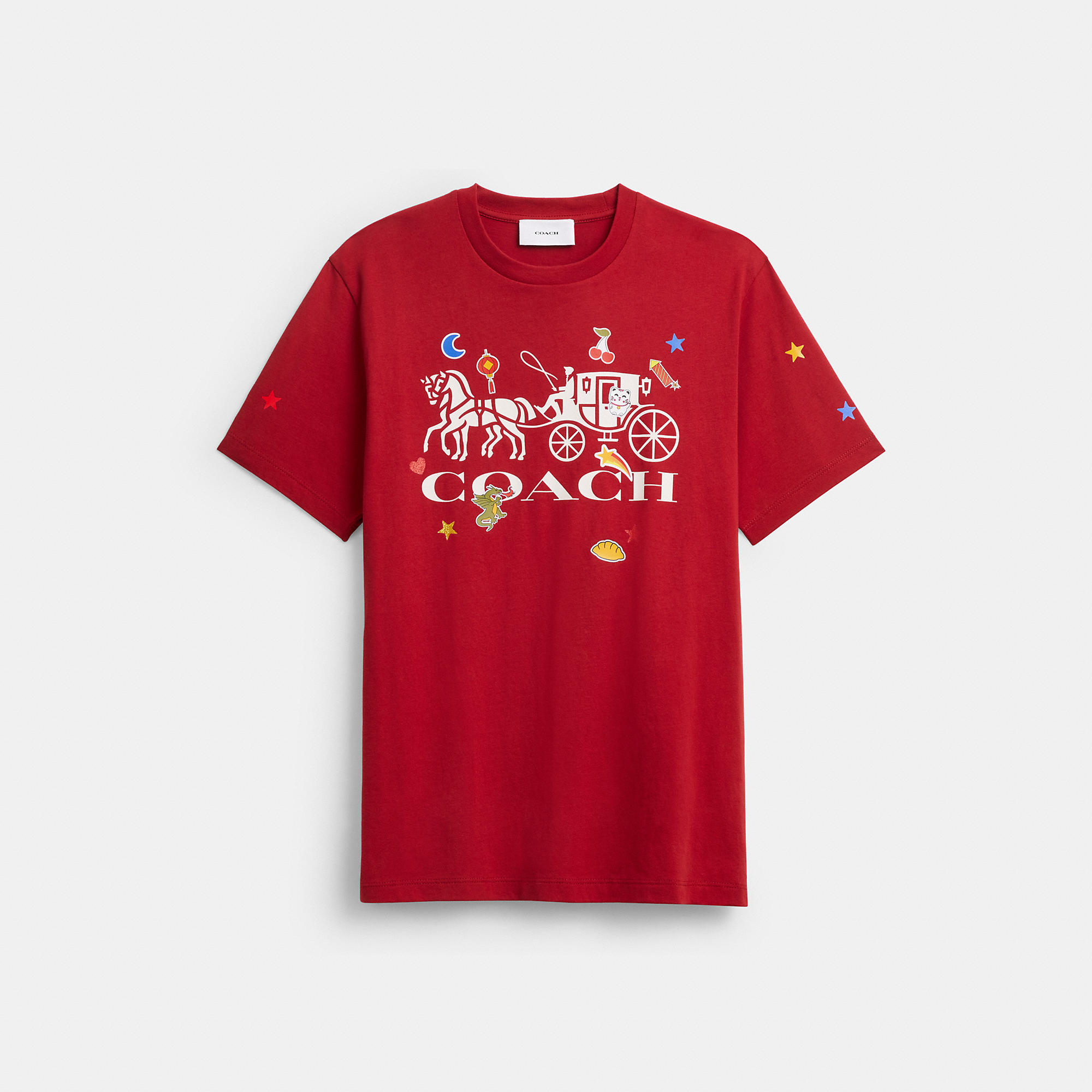 Horse And Carriage Sticker T-Shirt In Organic Cotton