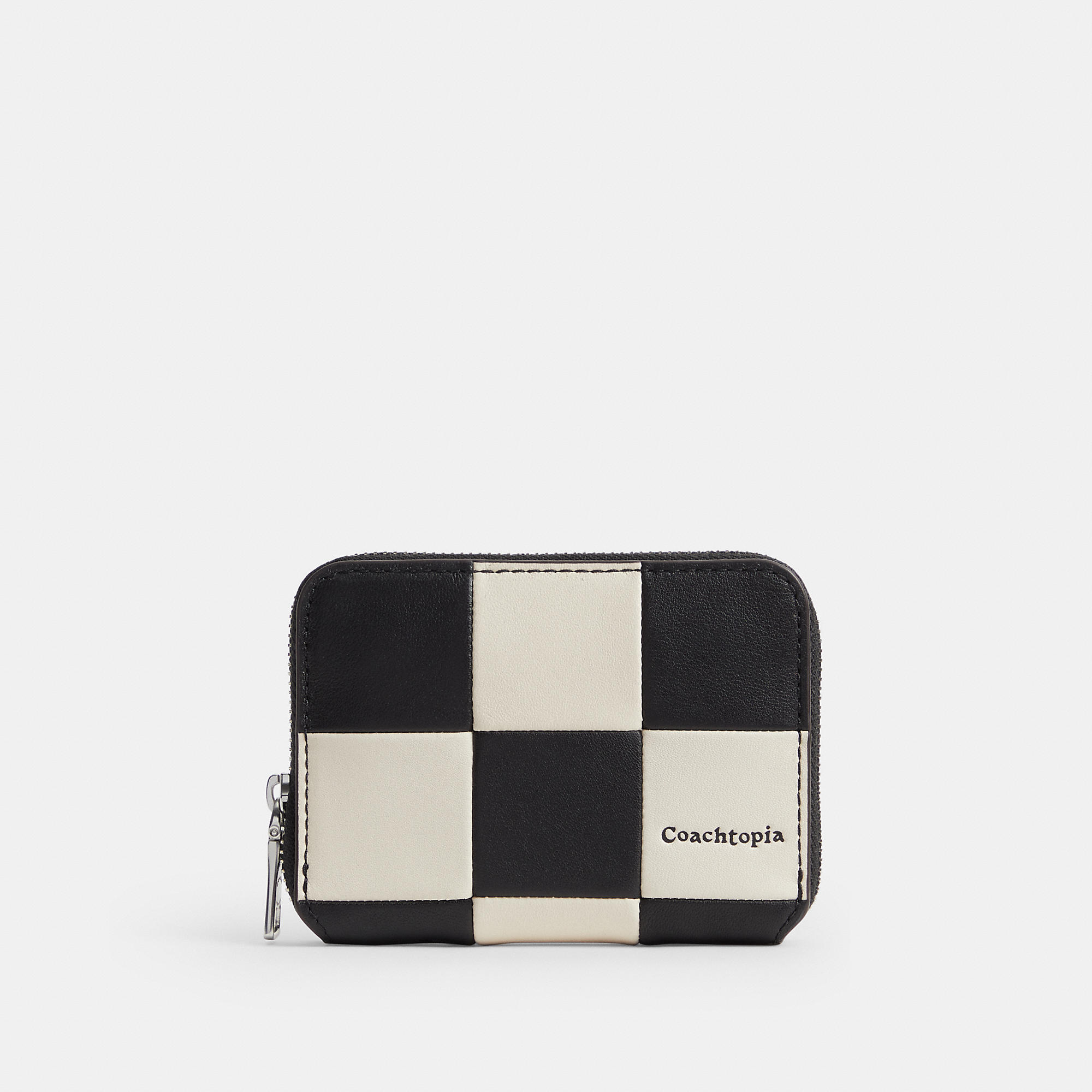 Zip Around Wallet In Checkerboard Upcrafted Leather