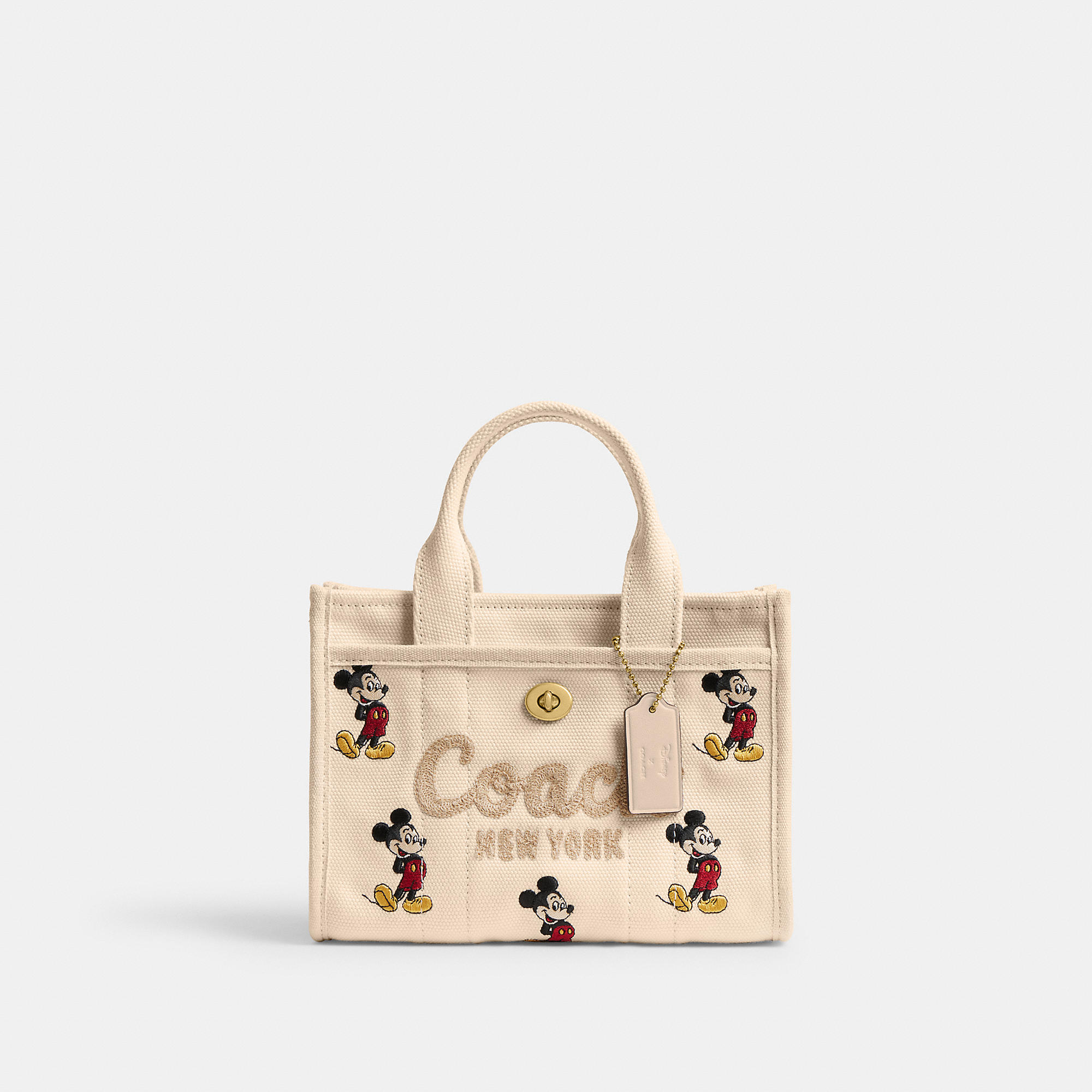 Disney X Coach Cargo Tote Bag 20 With Mickey Mouse In Regenerative Cotton Canvas