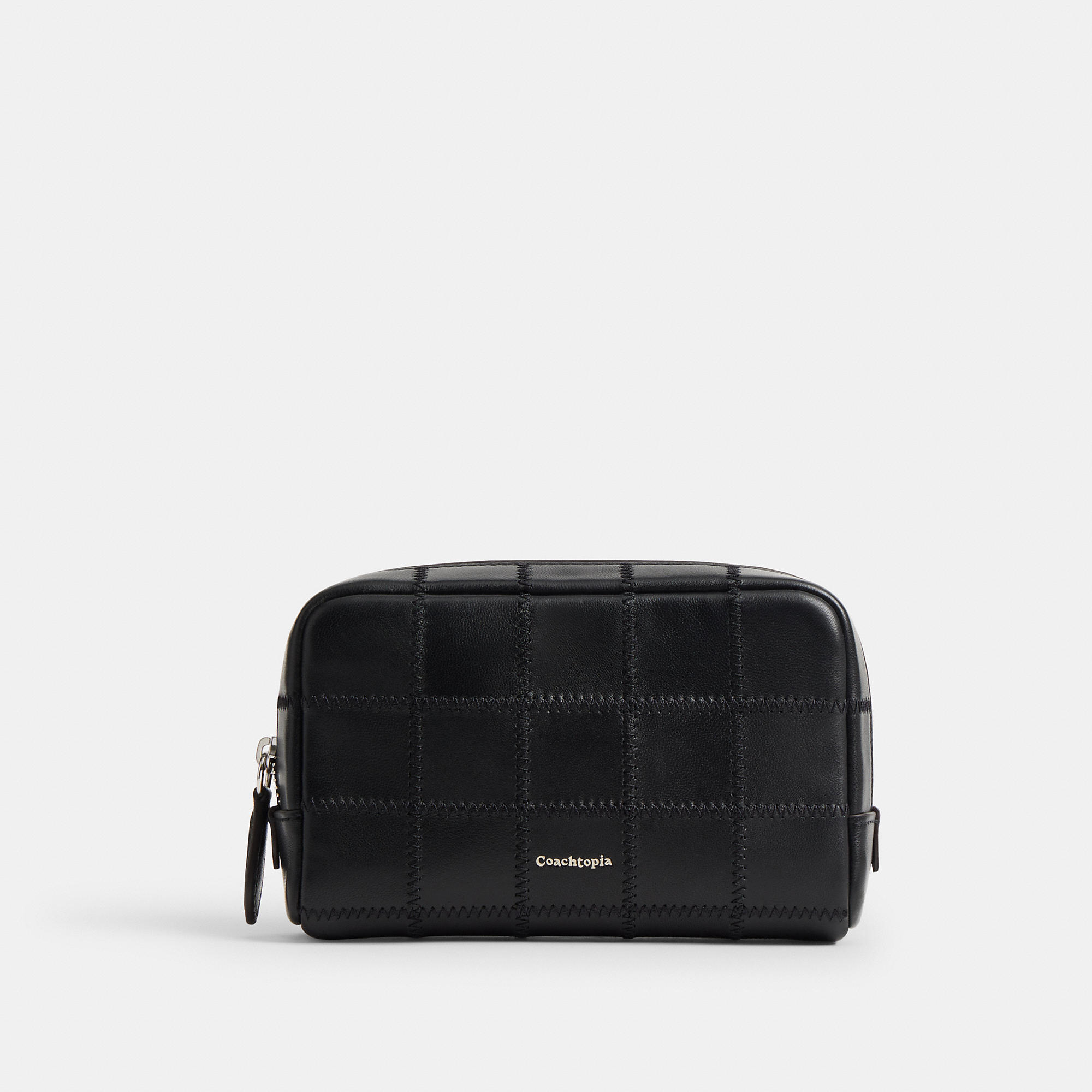 Cosmetic Pouch In Checkerboard Upcrafted Leather by Coachtopia