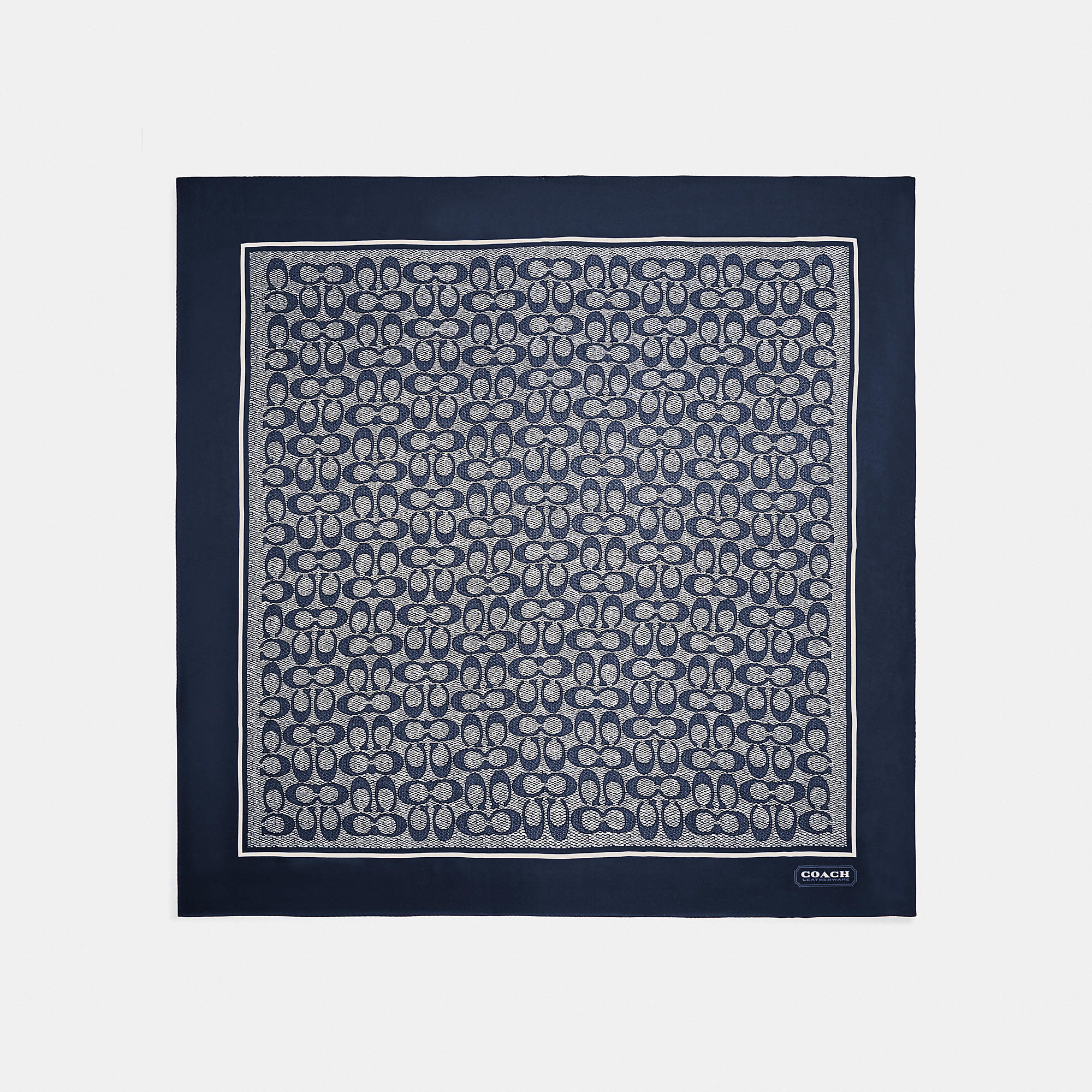 Textured Signature Print Silk Square Scarf