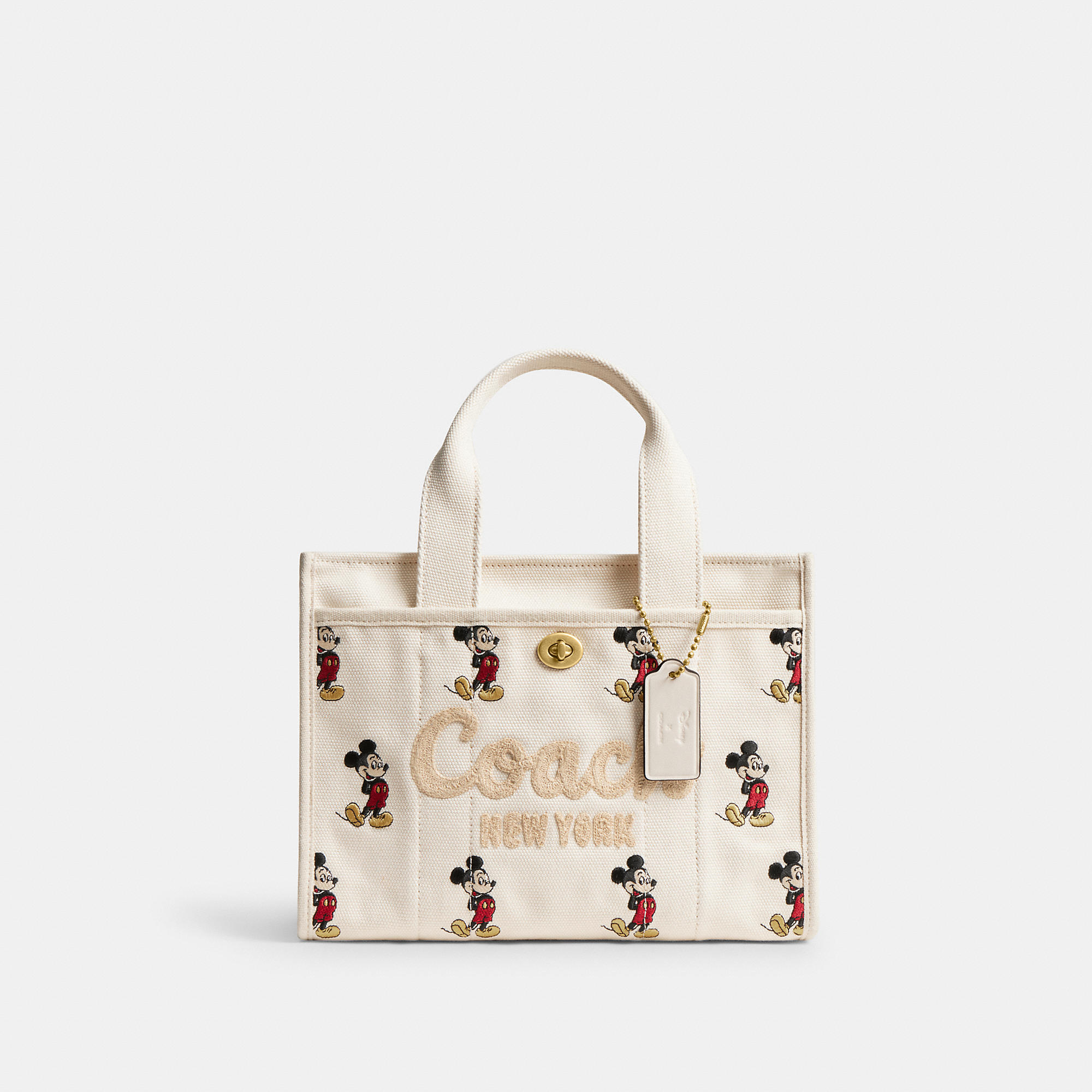 Disney X Coach Cargo Tote Bag 26 With Mickey Mouse In Regenerative Cotton Canvas