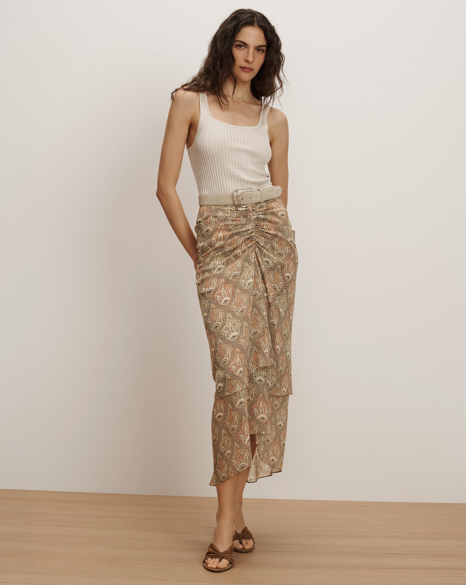 Sira Silk Midi Skirt