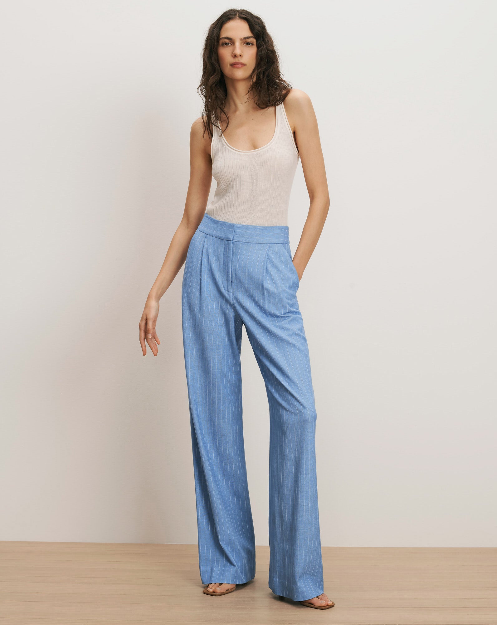 Heyser Wide-Leg Pant Blue Jay Dove White