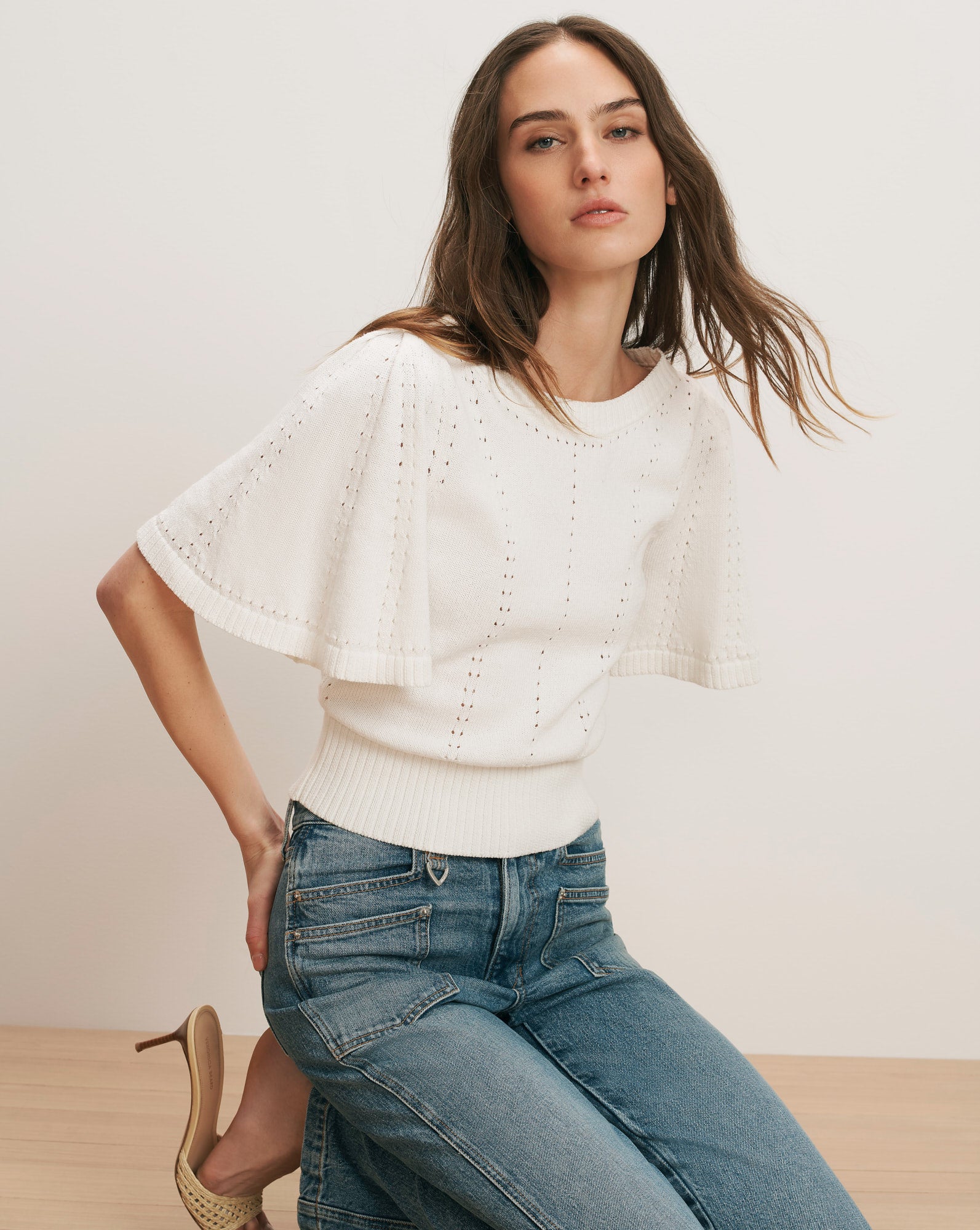 Rhennan Pointelle Knit Top by Veronica Beard
