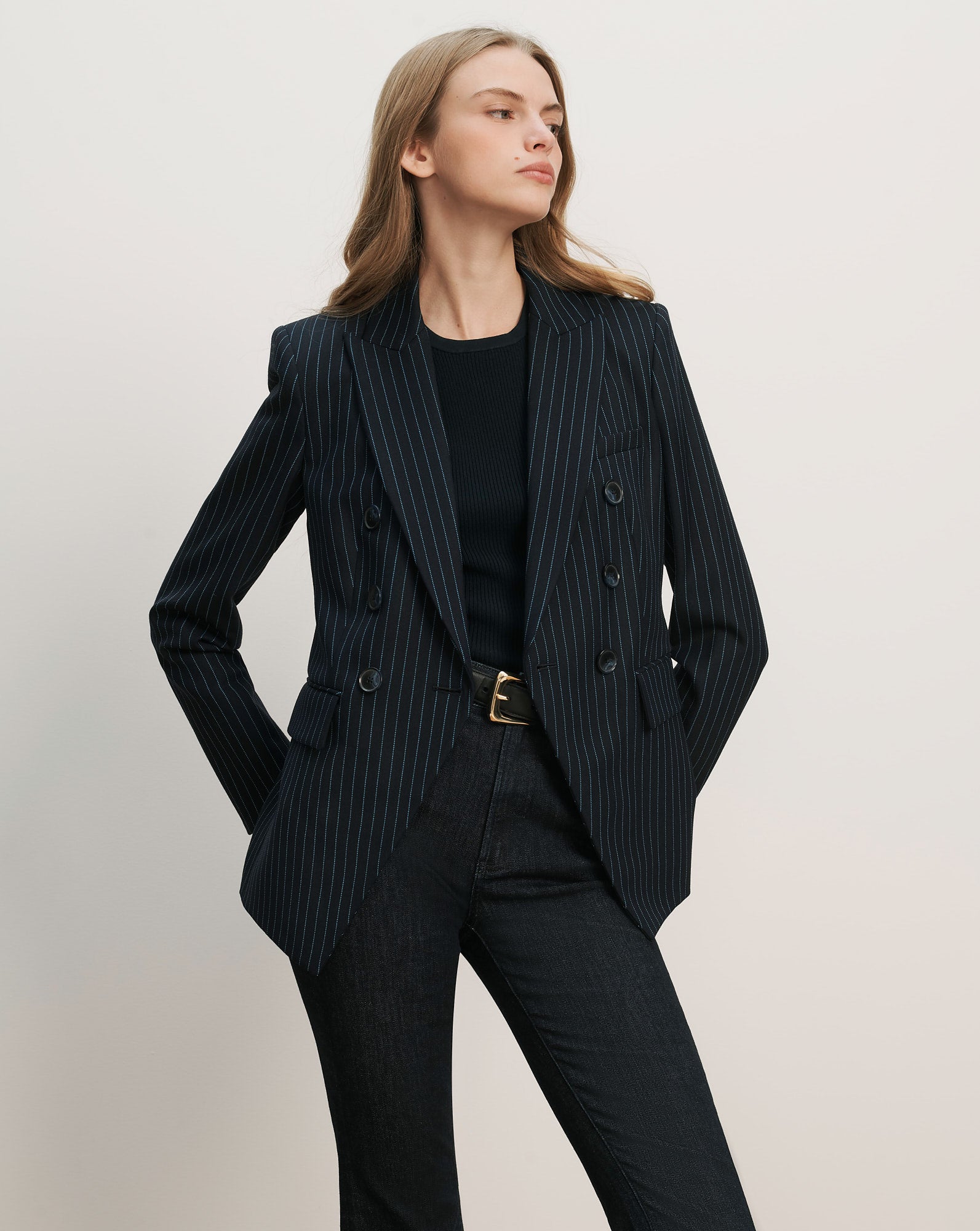 Miller Pinstripe Dickey Jacket Navy Royal Blue