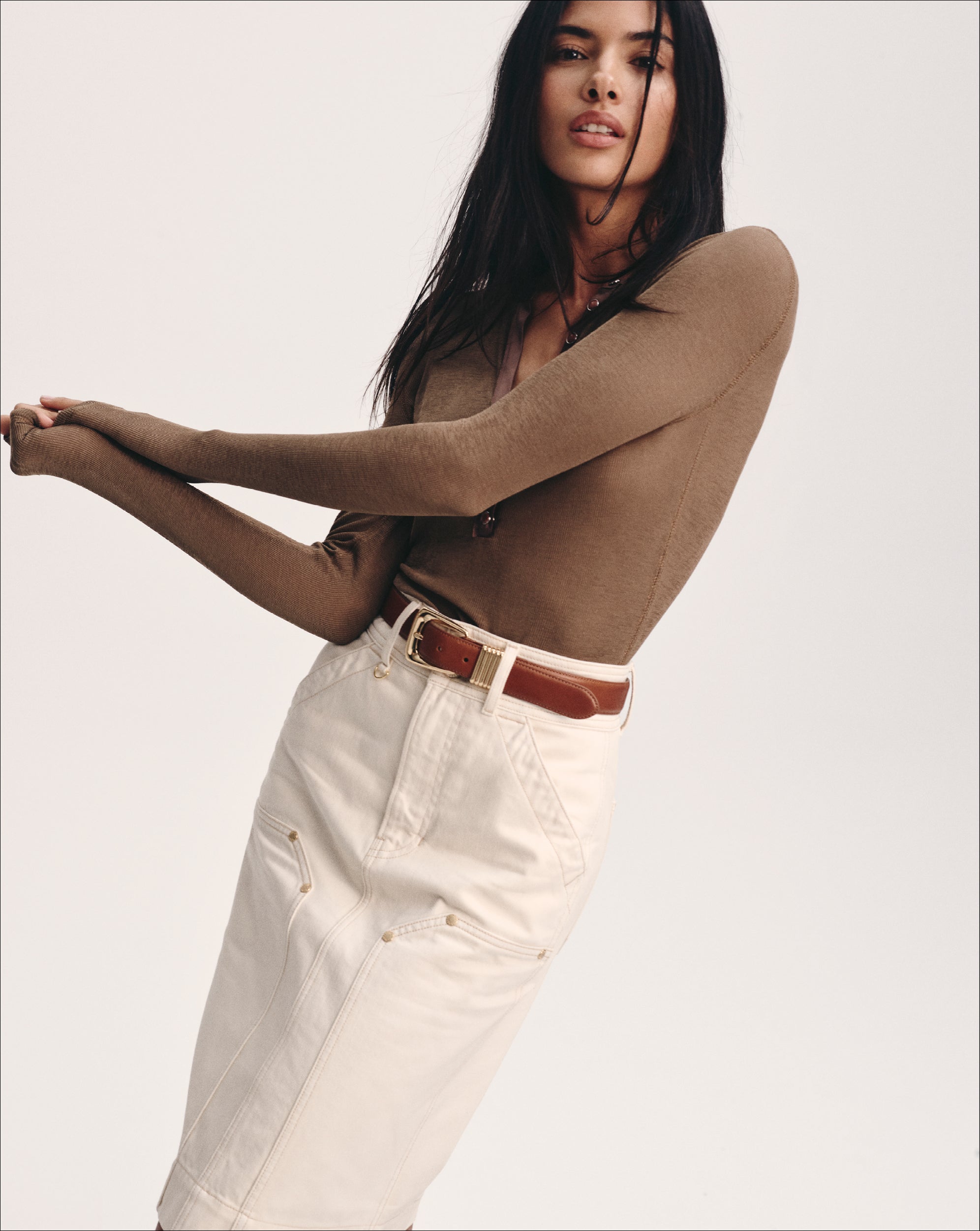 Rian Denim Midi Skirt by Veronica Beard