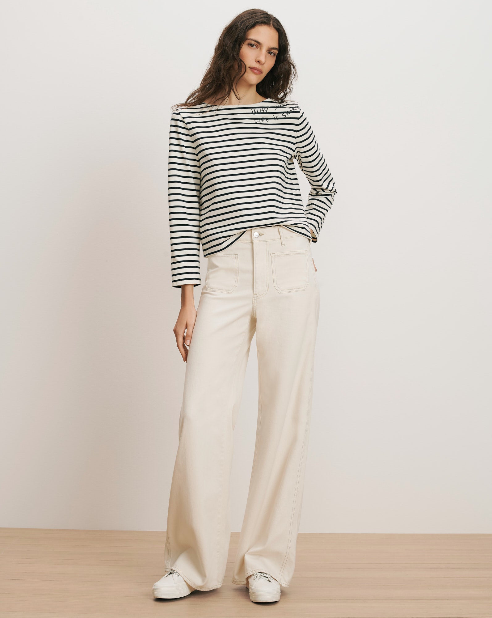 Kasey Patch-Pocket Wide-Leg Jean by Veronica Beard