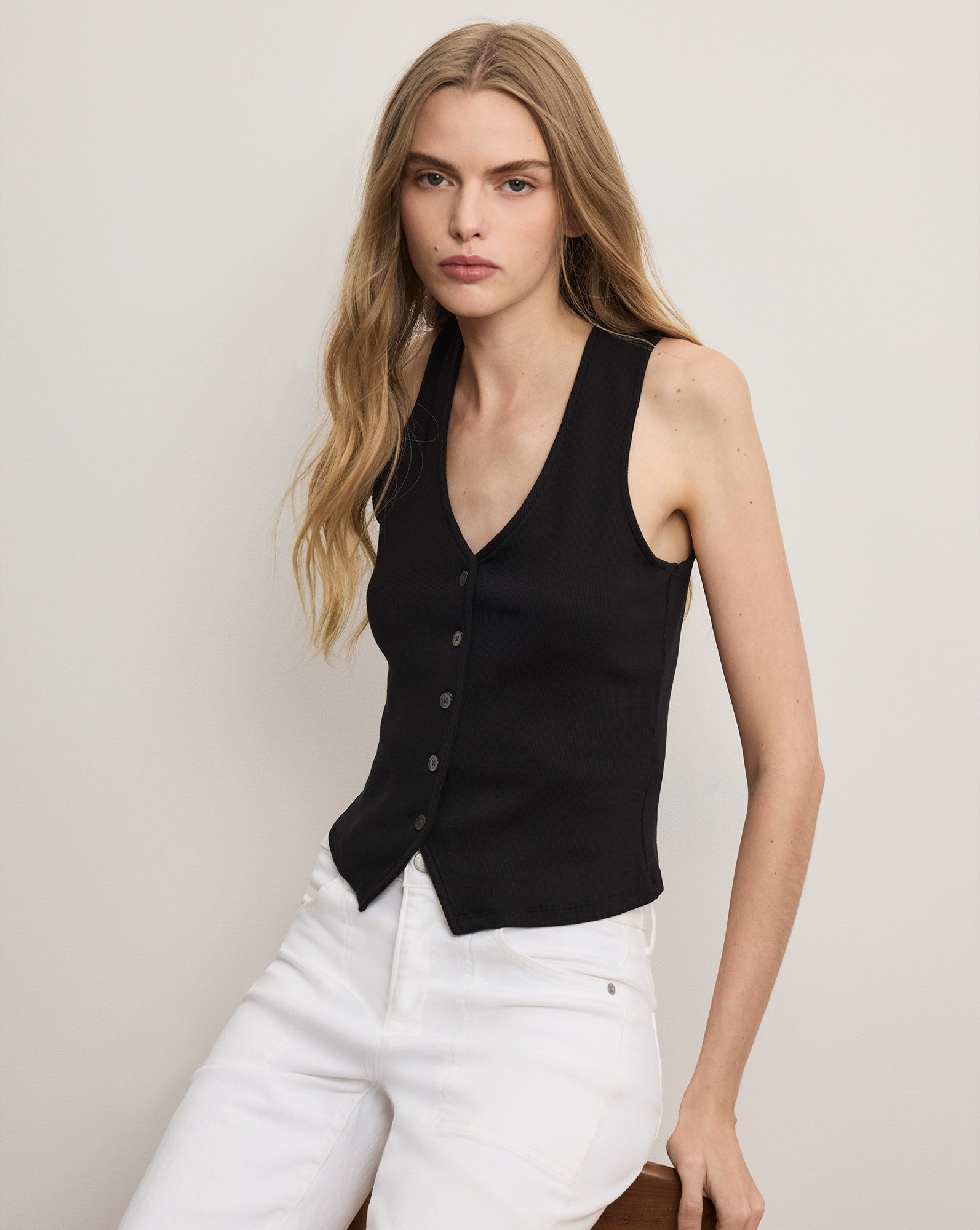 Hoorne Button-Down Tank Top