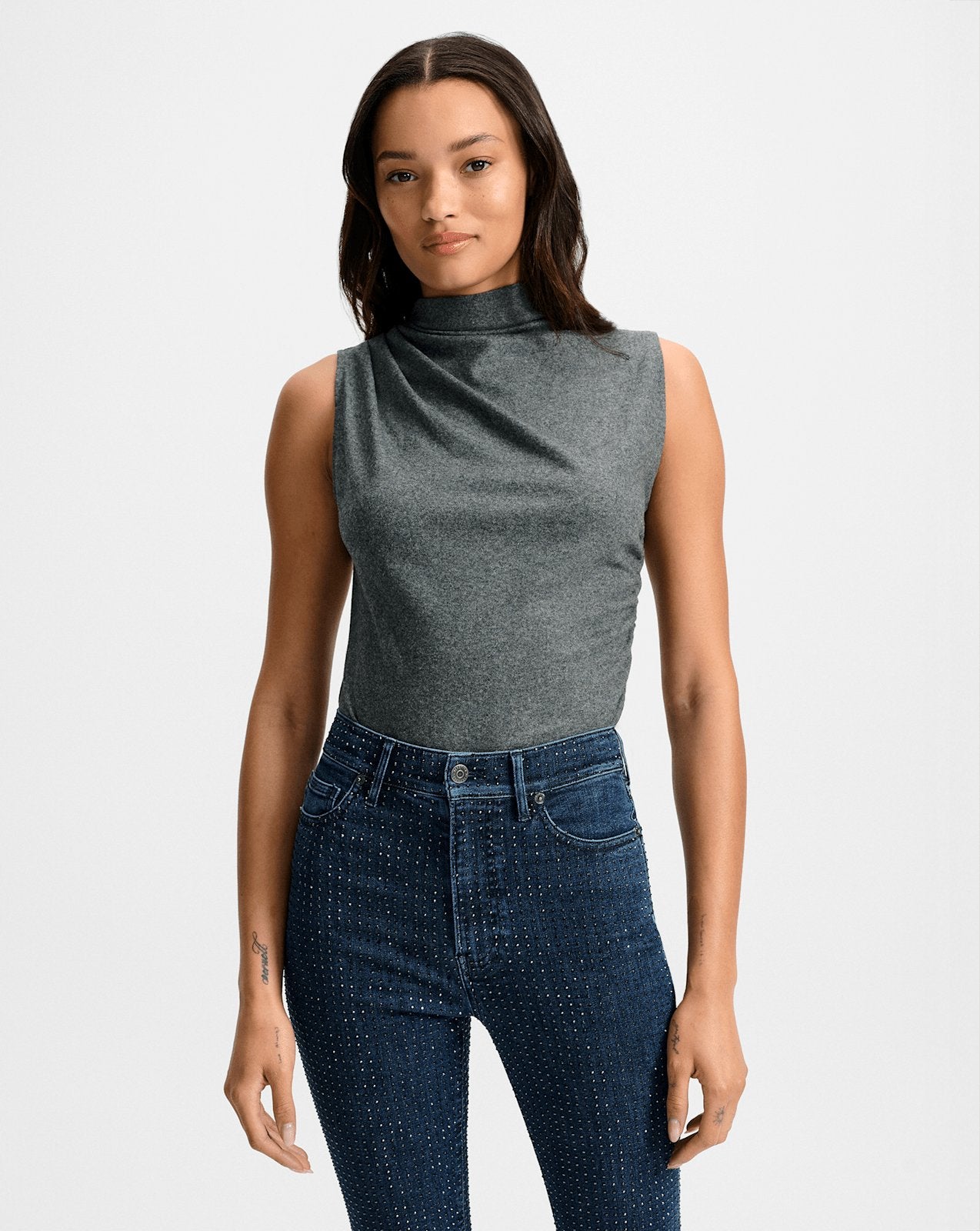 Mylie Mock-Neck Tank Top by Veronica Beard