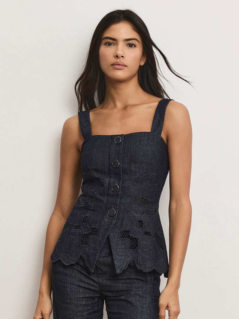 Mirielle Eyelet Tank Top by Veronica Beard