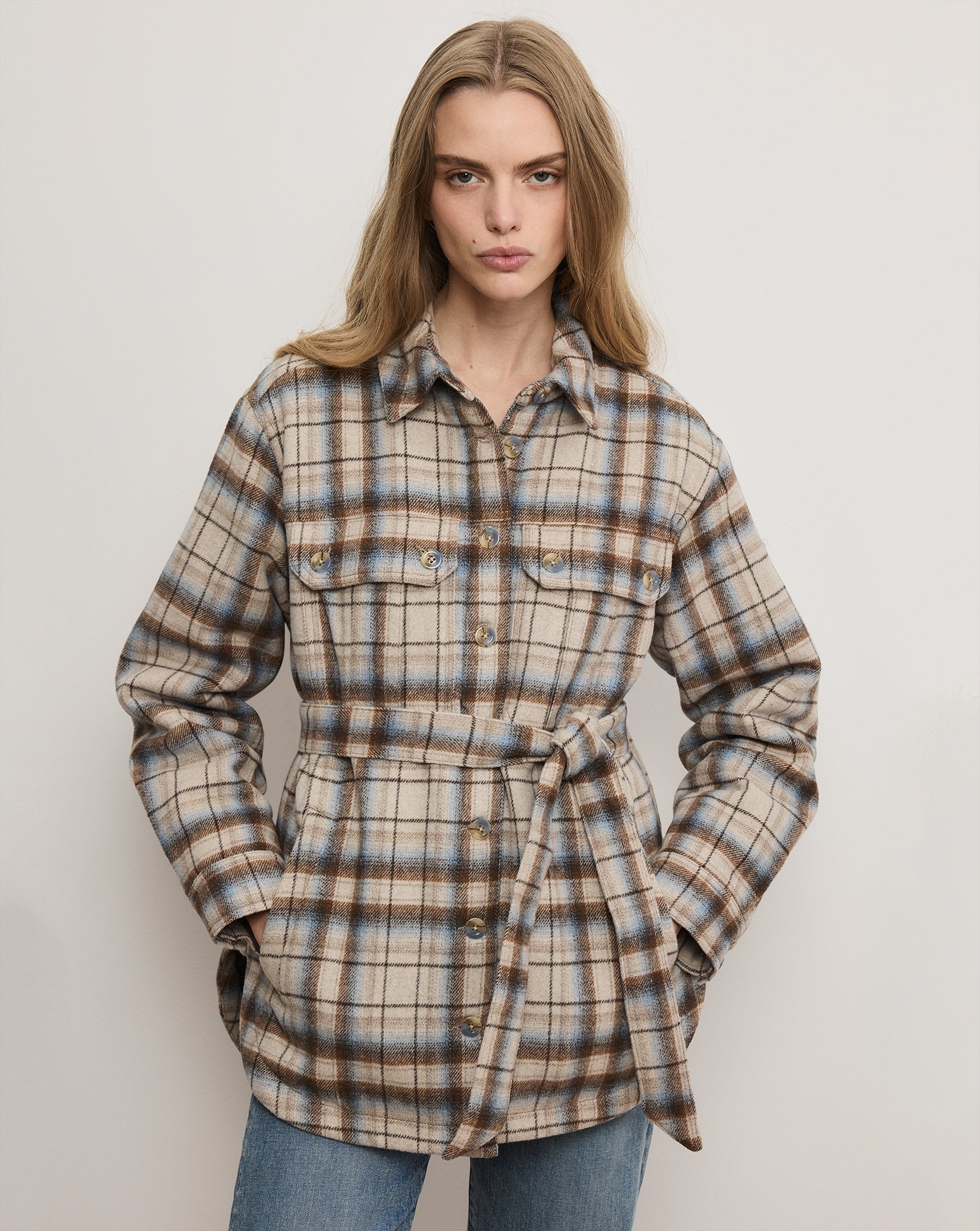Mikaela Belted Shacket by Veronica Beard
