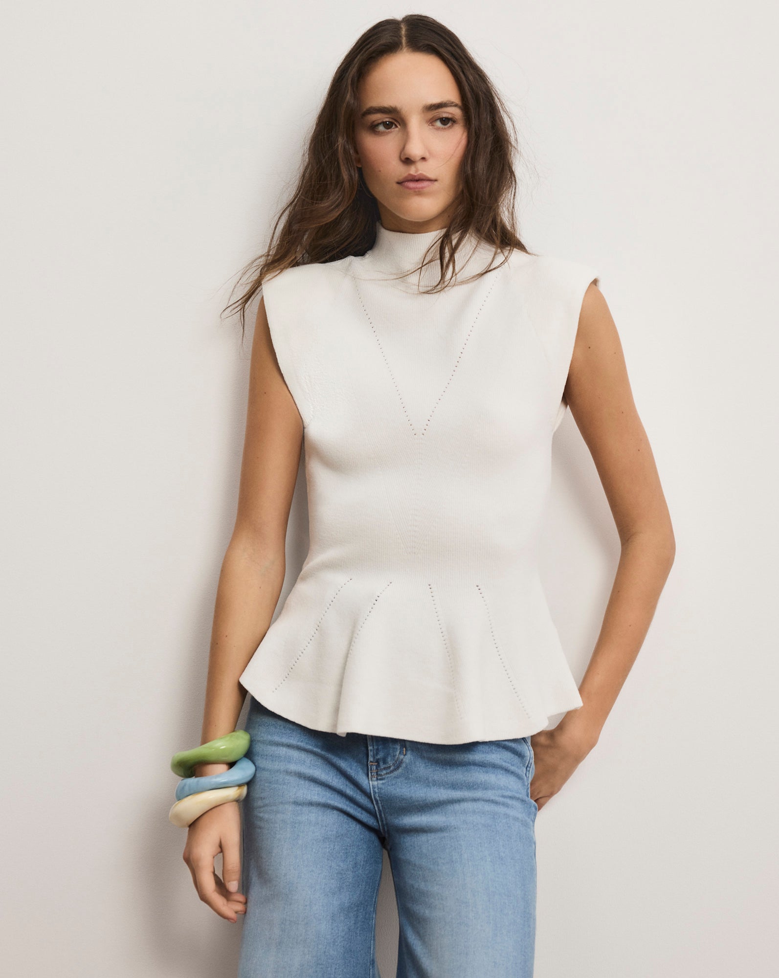 Seraphine Knit Peplum Top by Veronica Beard