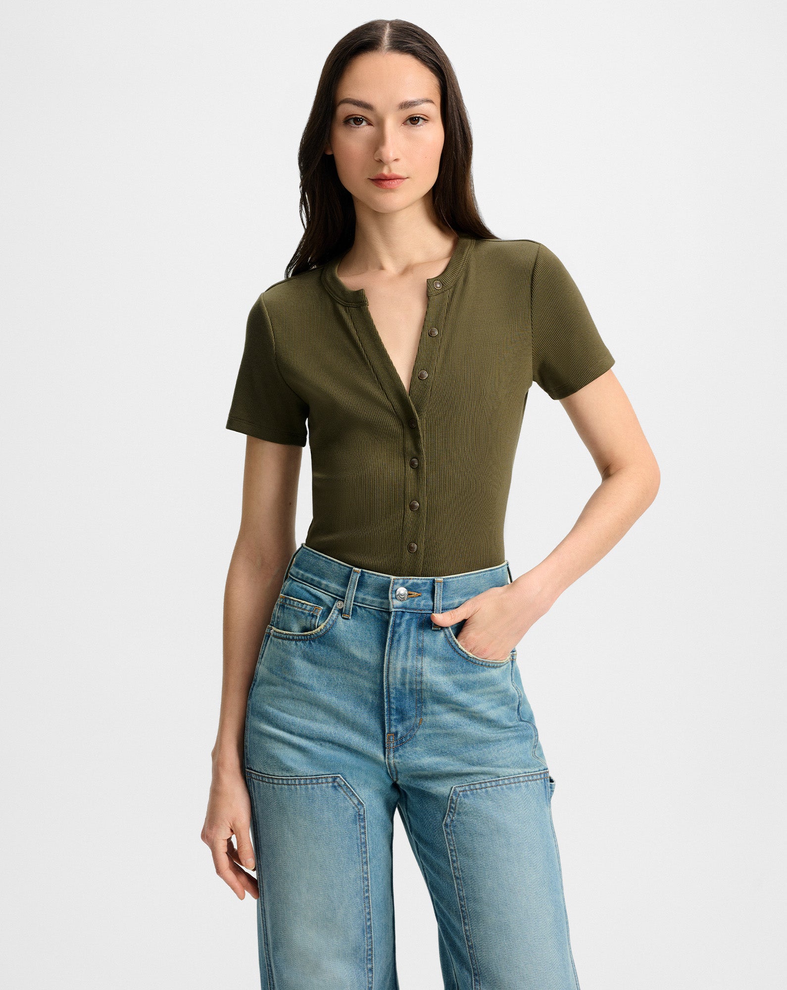 Dilia Button-Down T-Shirt by Veronica Beard