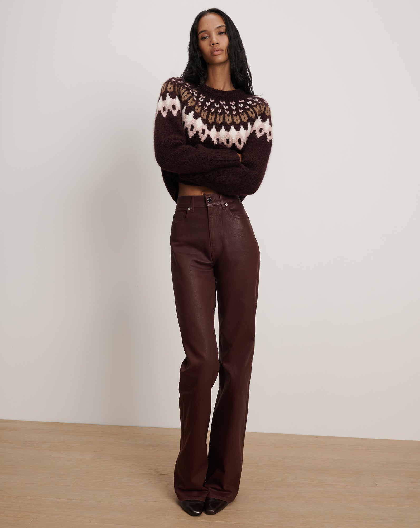 Crosbie Coated Slim Wide-Leg Jean by Veronica Beard