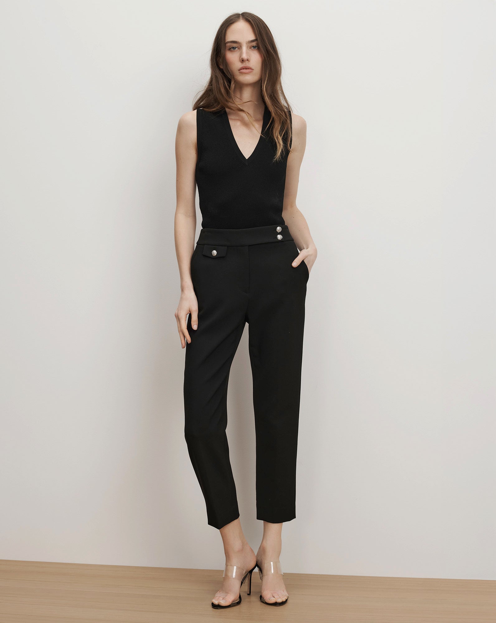 Renzo Crest Button Pant Black Silver