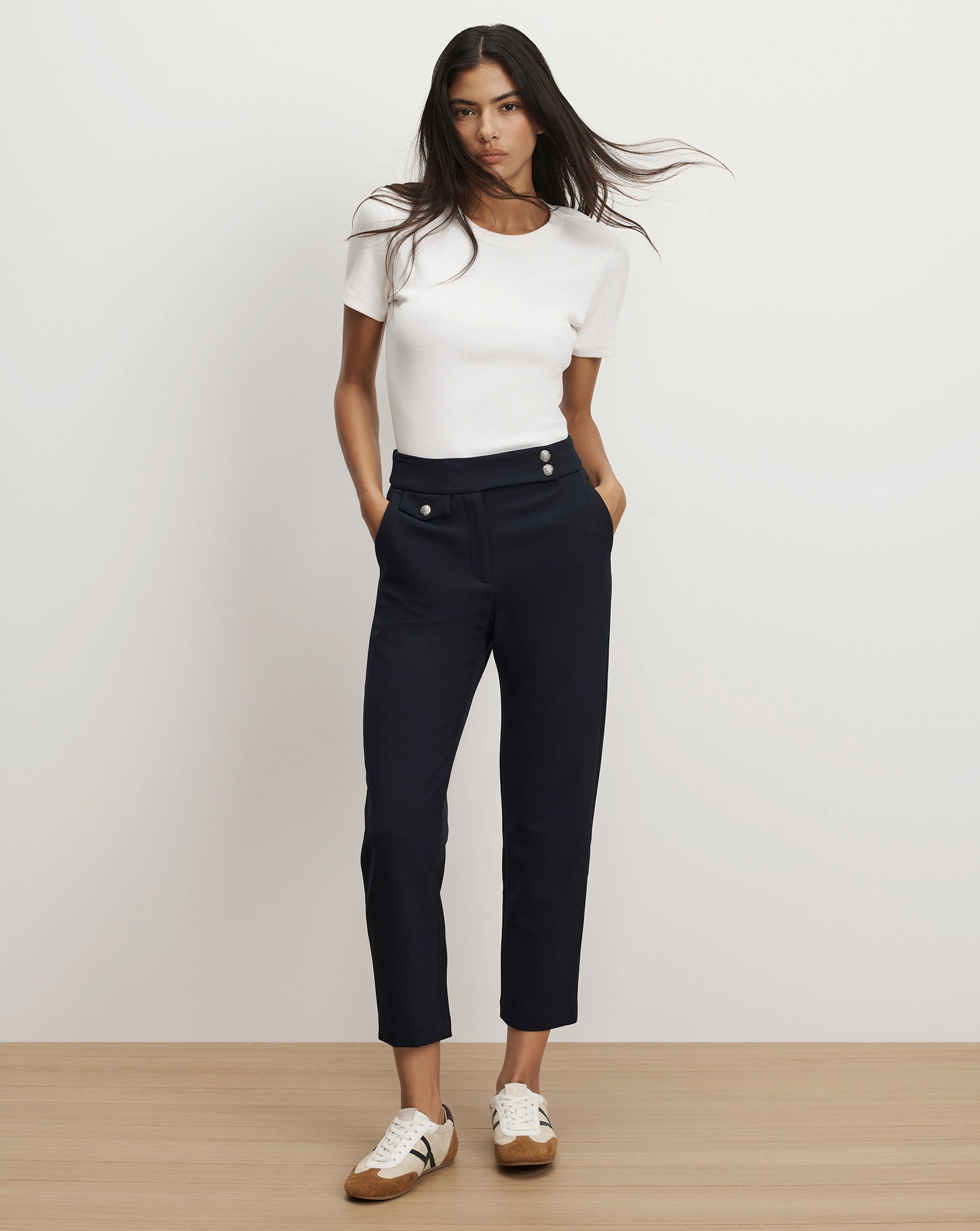 Renzo Crest Button Pant Navy Silver
