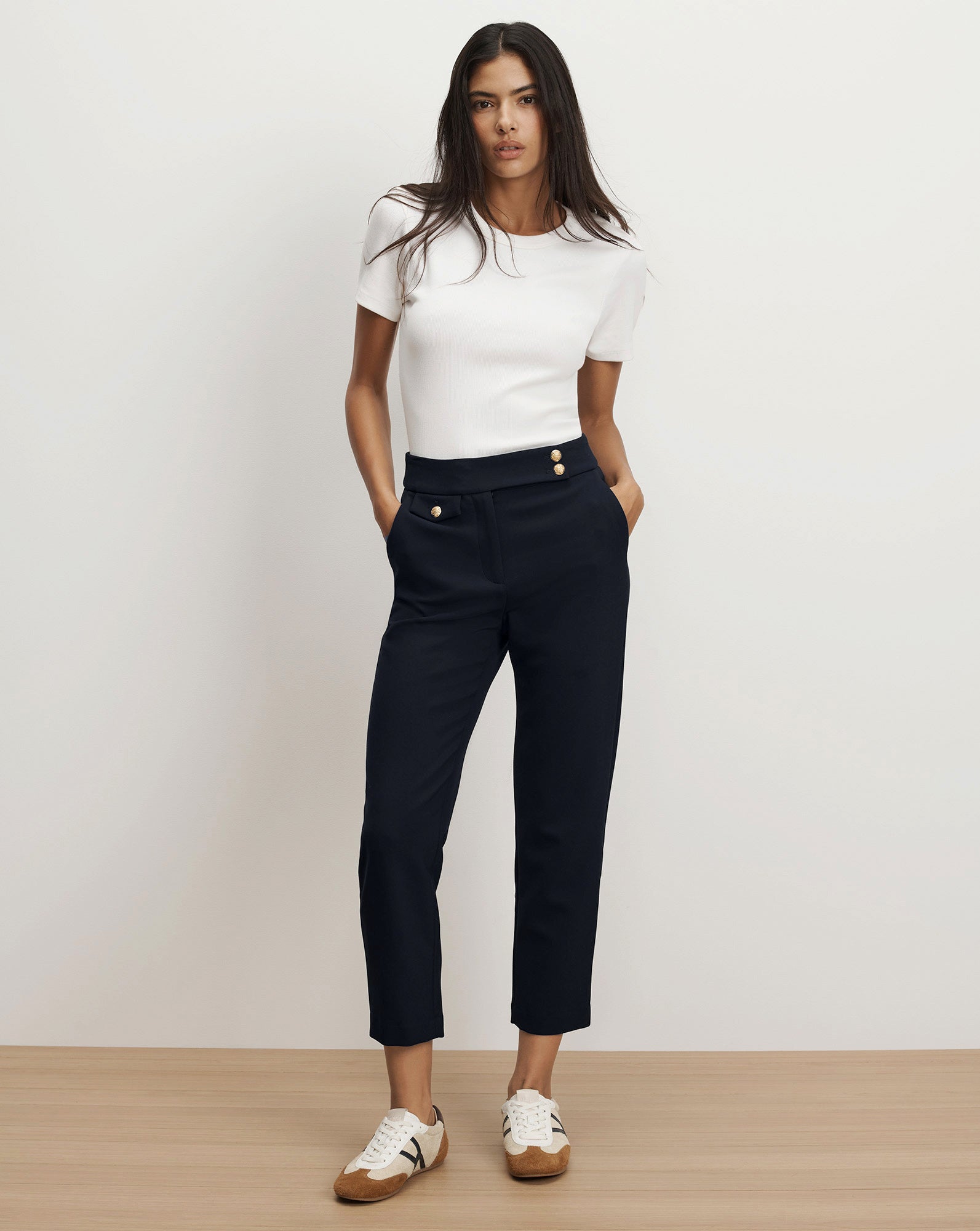 Renzo Crest Button Pant Navy Gold