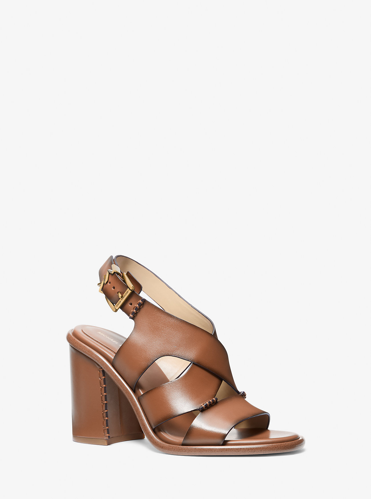 MK Raven Burnished Leather Block Heel Sandal -