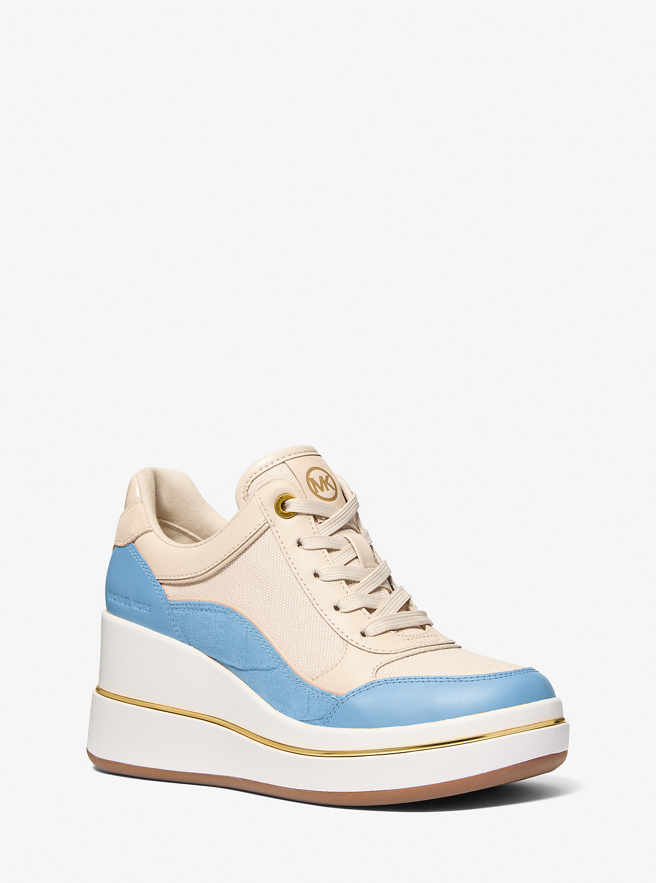 MK Emmy Leather and Canvas Wedge Trainer -