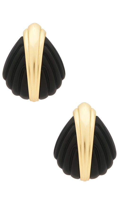 Aster Earring in Black,Metallic Gold.