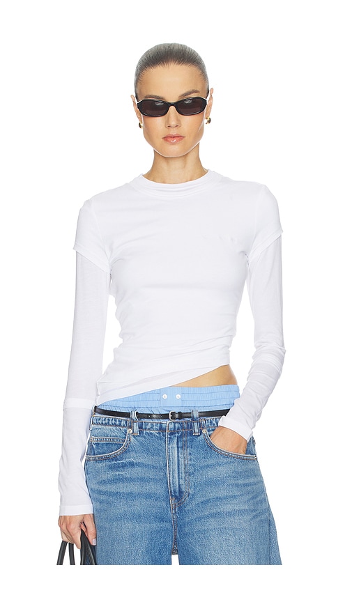 Layered Longsleeve Top in White.