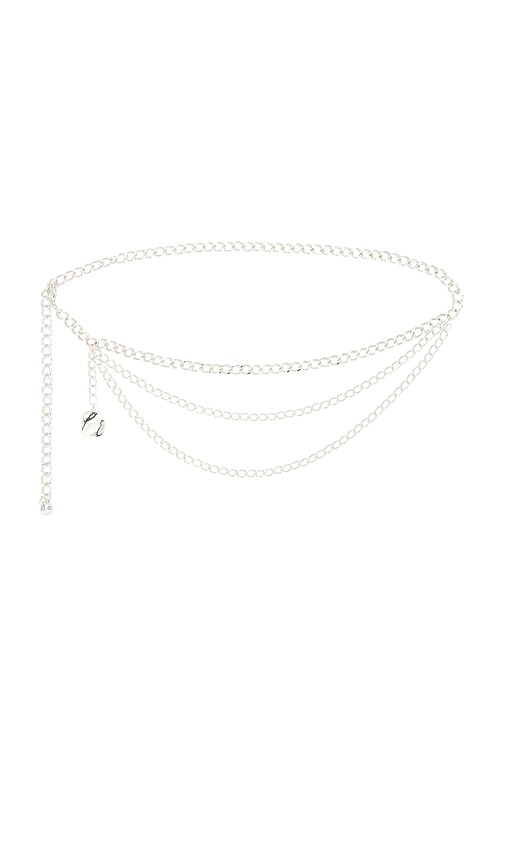 Modern Edge Layered Waist Chain in Metallic Silver. by Ettika