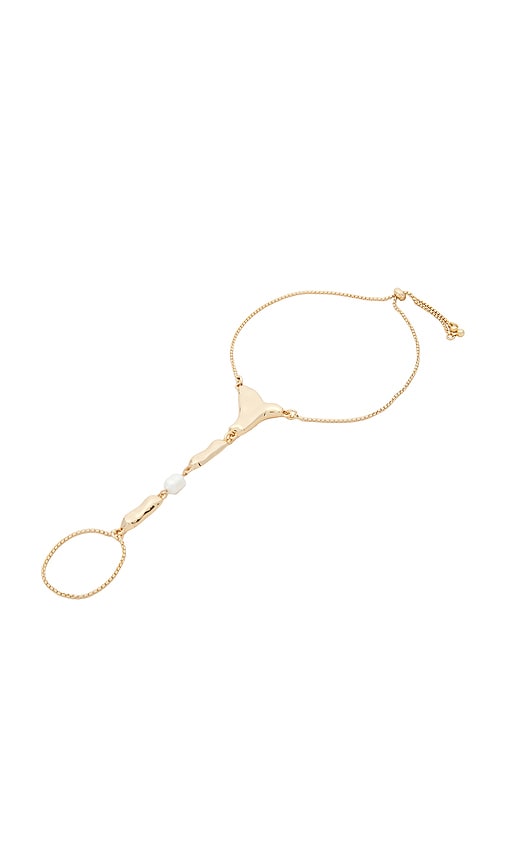 Liquid Metal Hand Chain in Metallic Gold. by Ettika