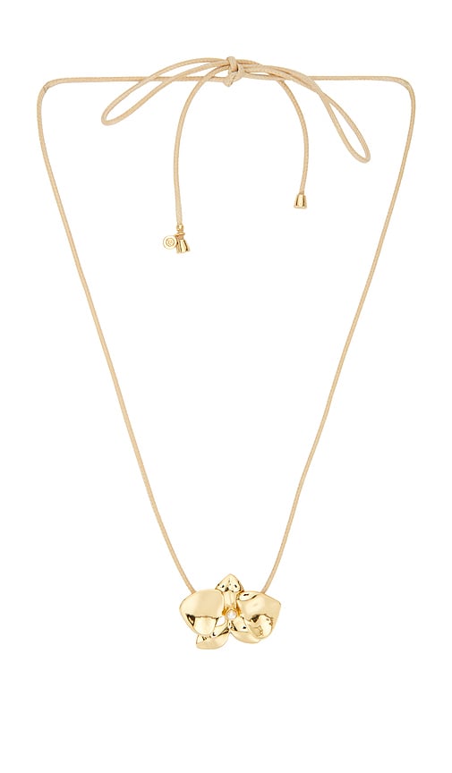Natural Cord Flower Necklace in Metallic Gold.