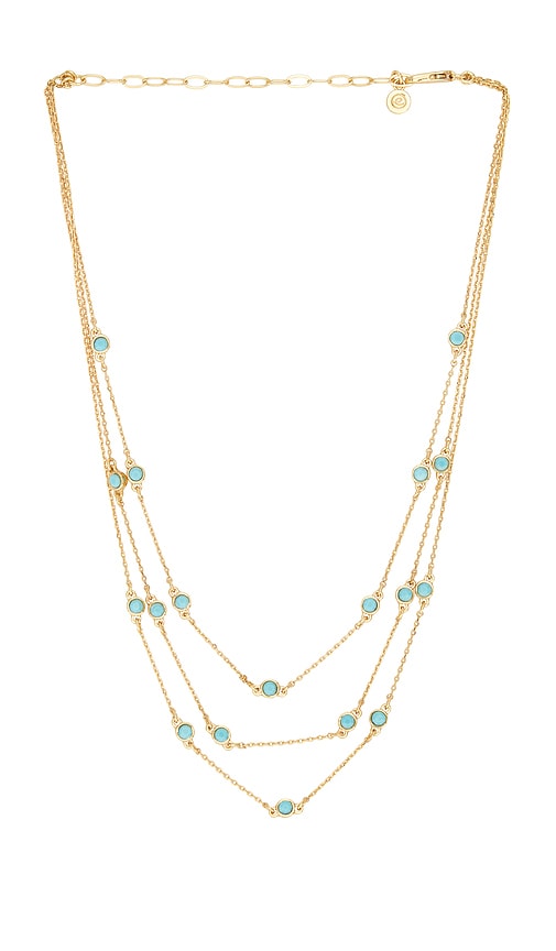 Crystal Dot Layered Necklace in Metallic Gold.