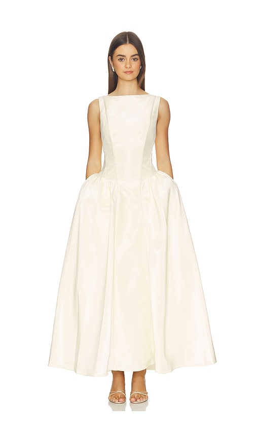 Clarissa Liquid Midi Dress in Lemon.