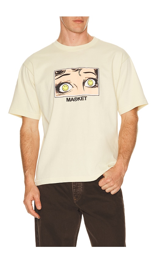 Smiley Eye See You T-Shirt in Cream.