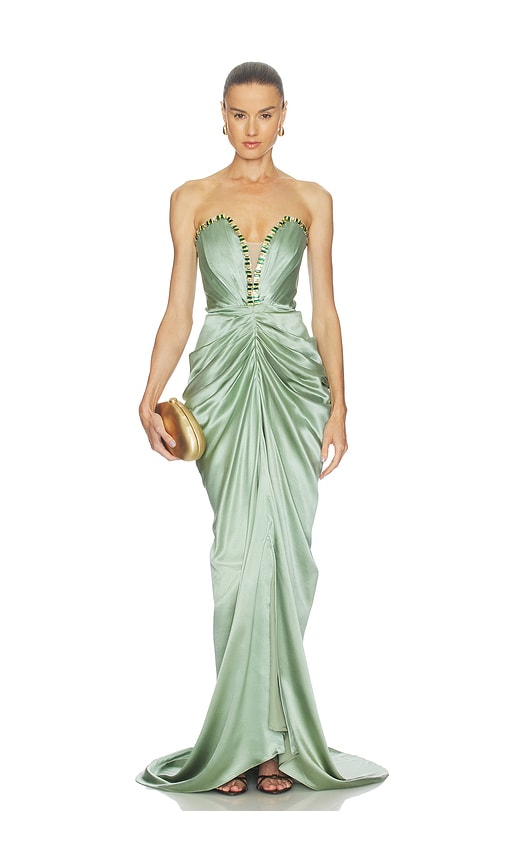 Silver Sage Crystal Gown in Sage.